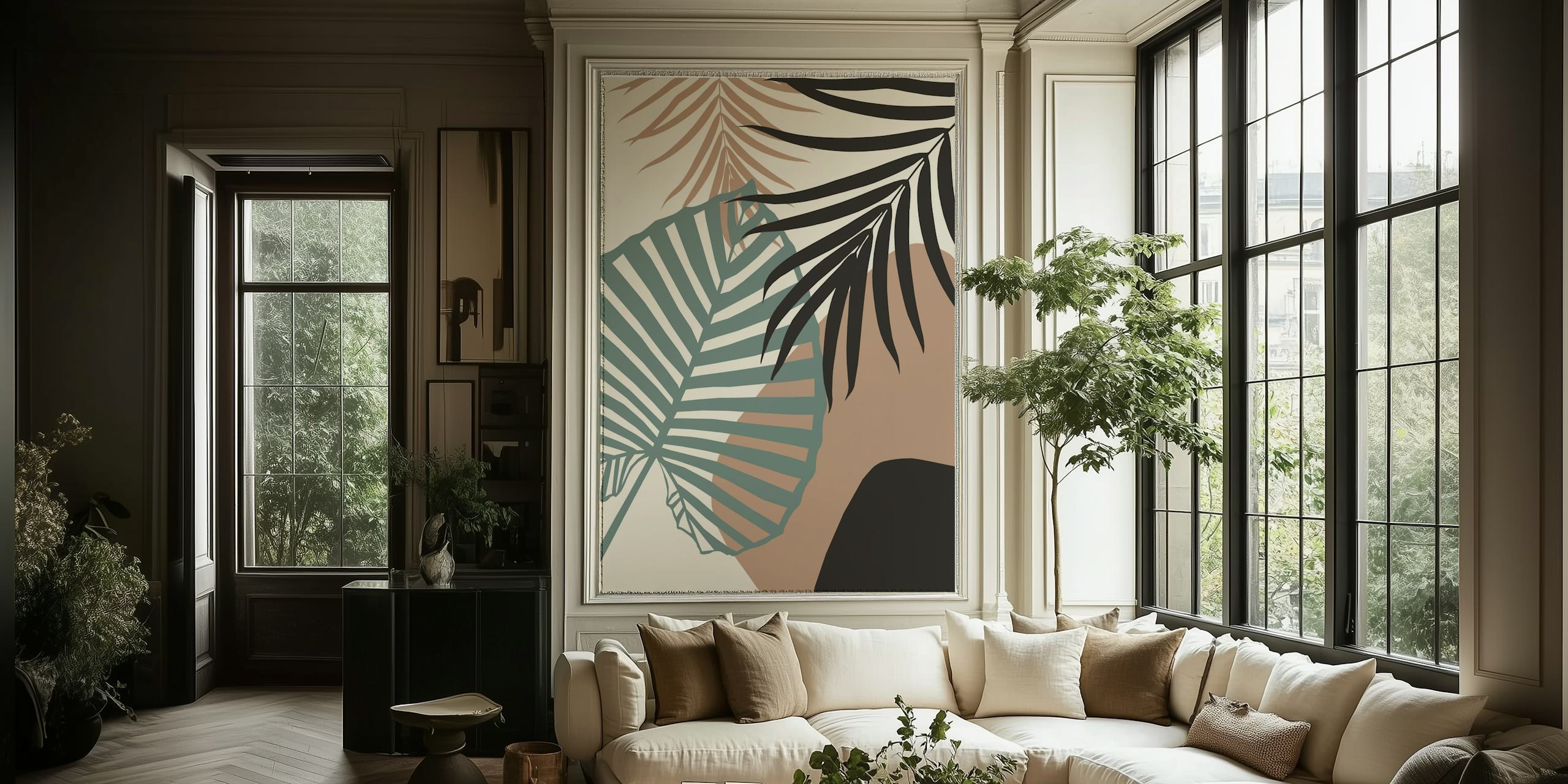 Minimal Jungle Leaves wallpaper in a room