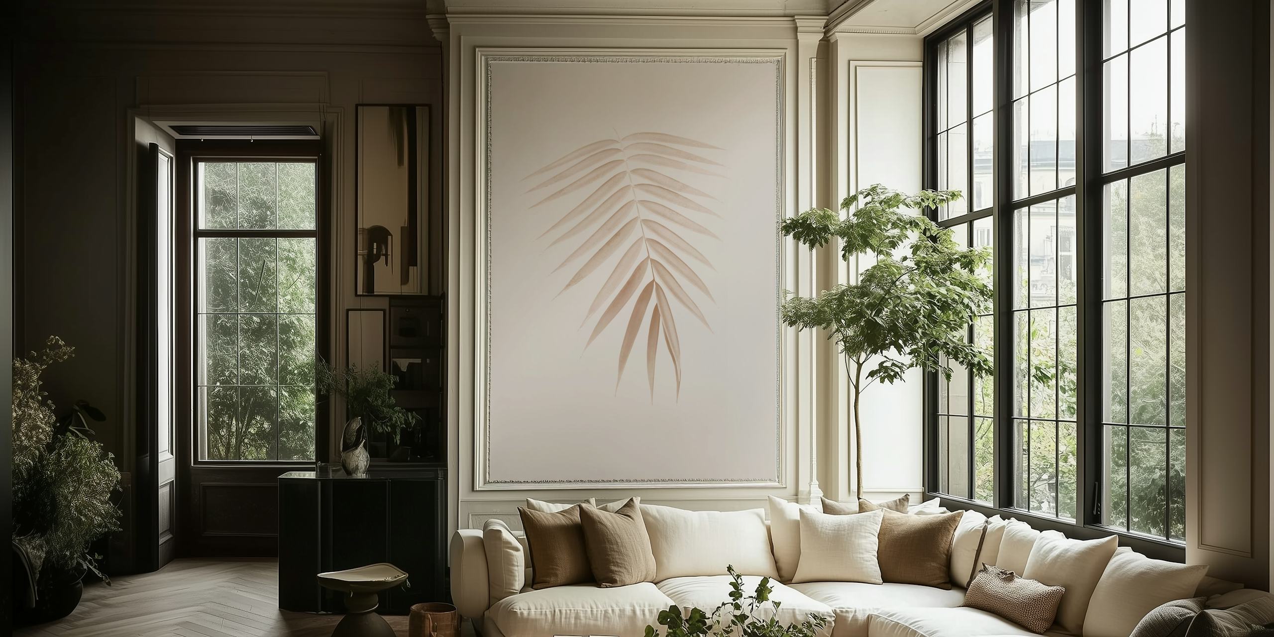 Tapeta Palm Leaf Finesse 1 wyeksponowana w pokoju