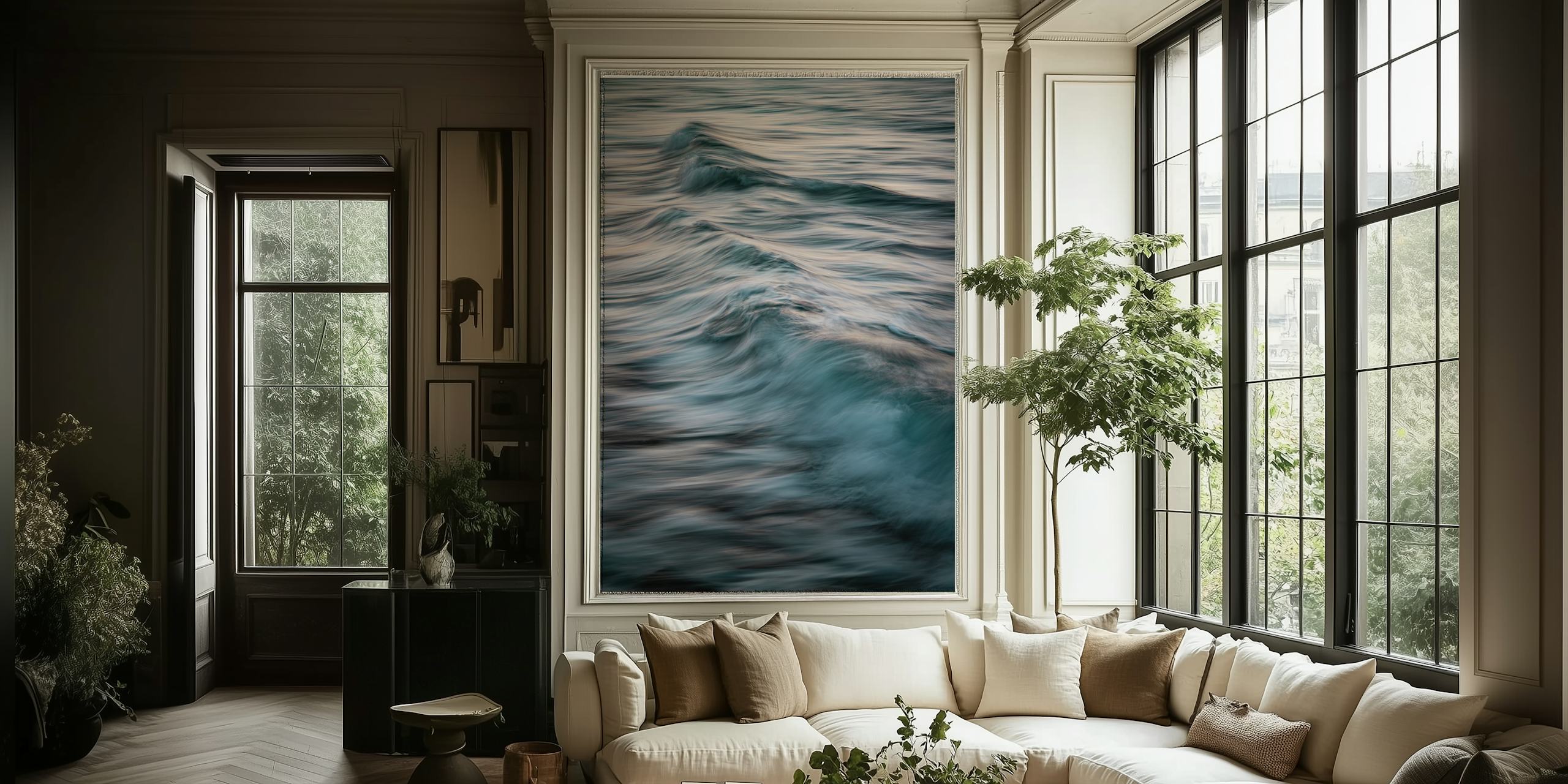 Waves wallpaper design in a room