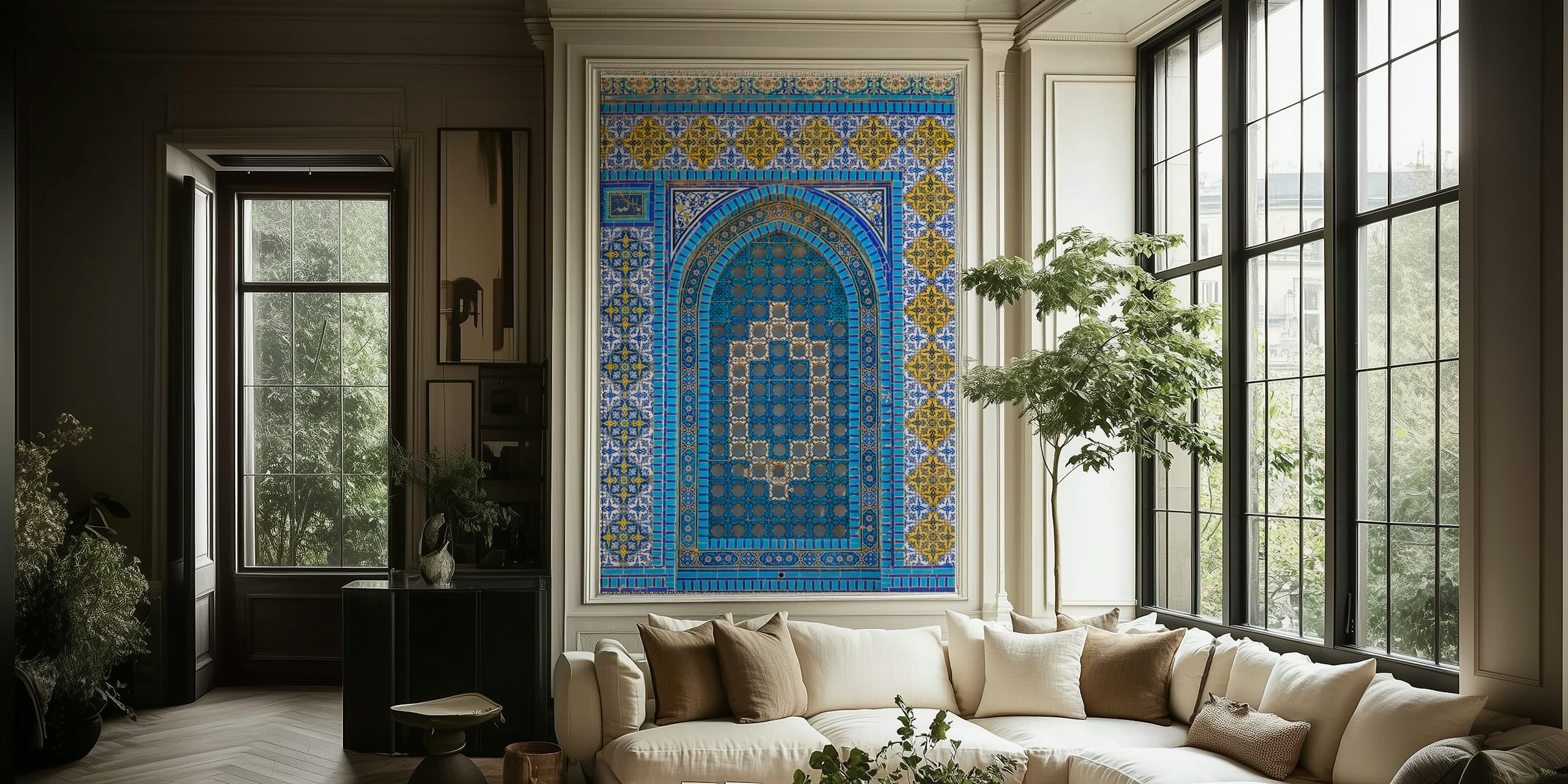 Al-Aqsa Mosque Art Tiles wallpaper in a room