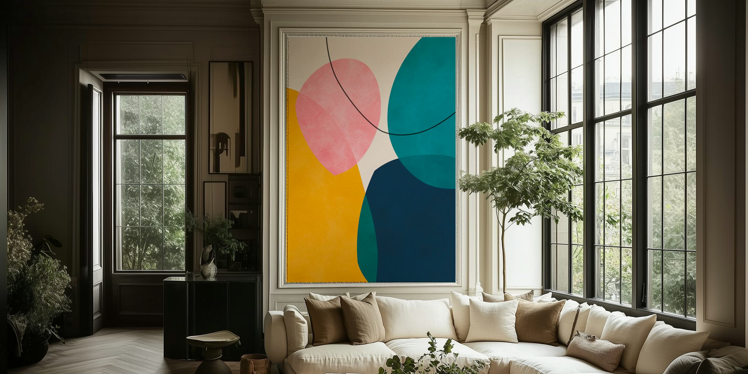 Colorful abstract shapes ταπετσαρία σε ένα δωμάτιο
