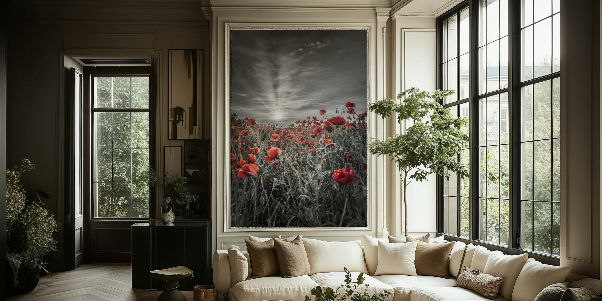 Papier peint de Lovely sunset in a poppy field