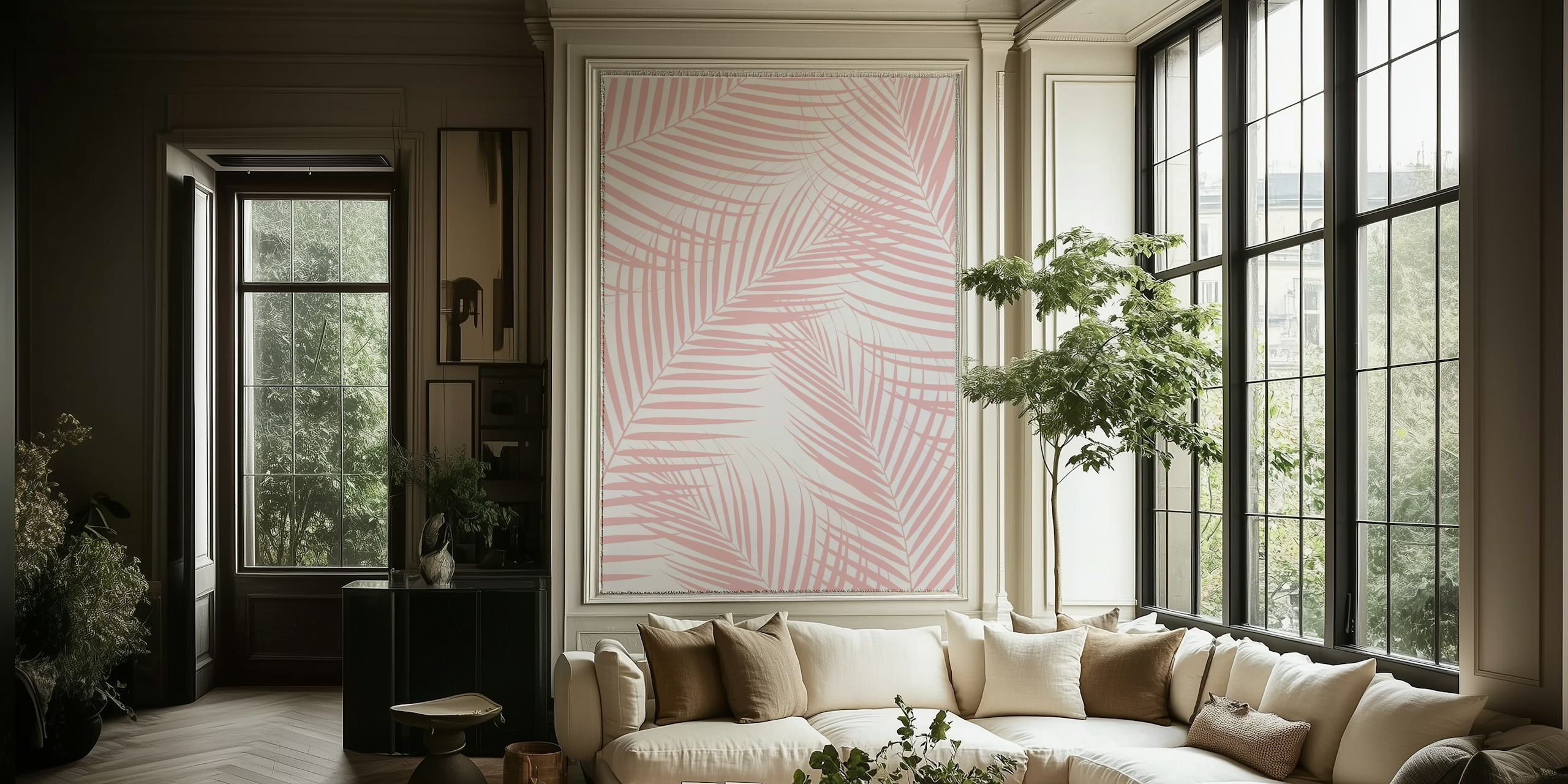 Stimulating Pink Palm Leaves Dream 2 wallpaper