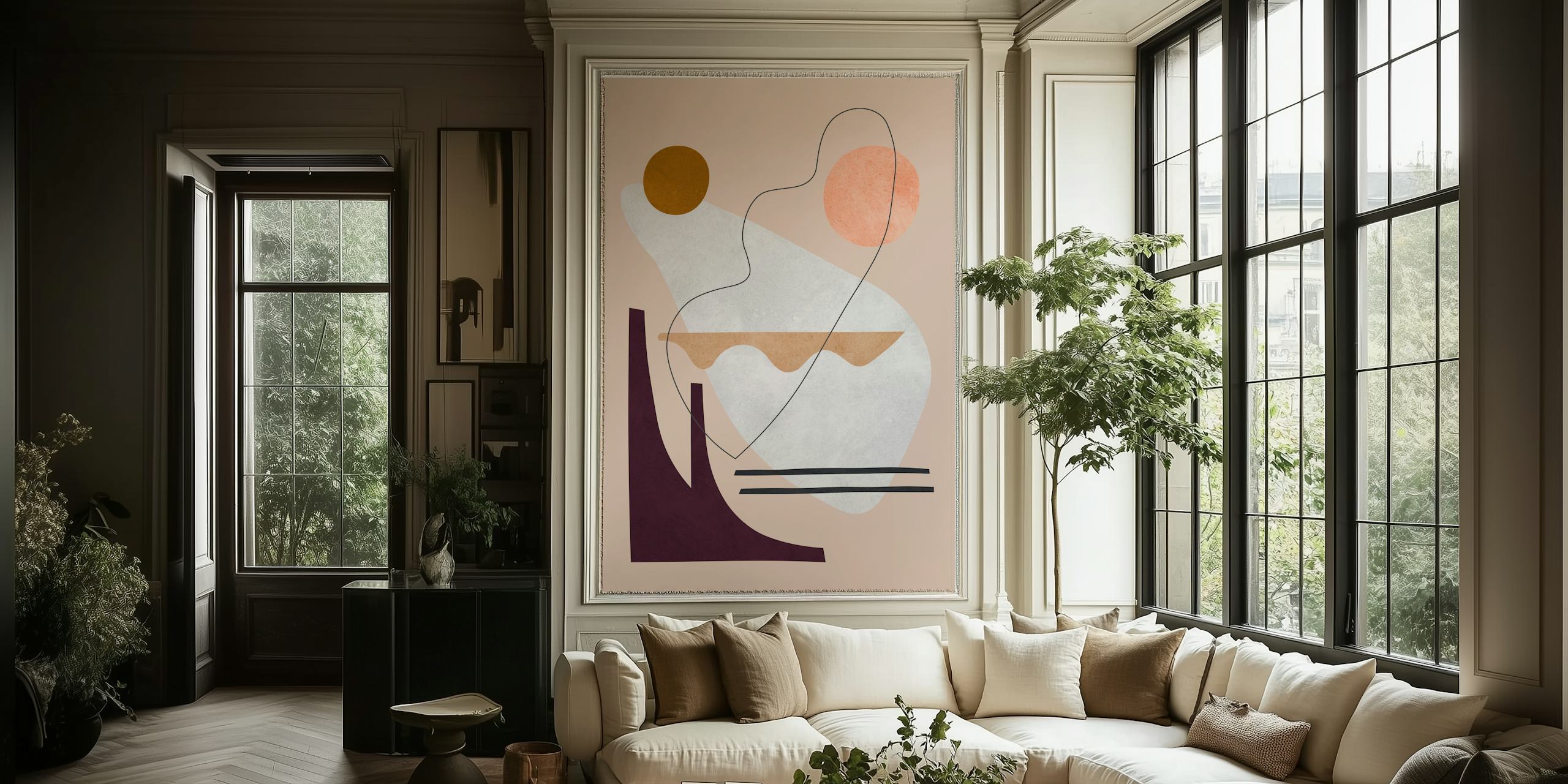 Expressive drawing Tapete in einem modernen Zimmer