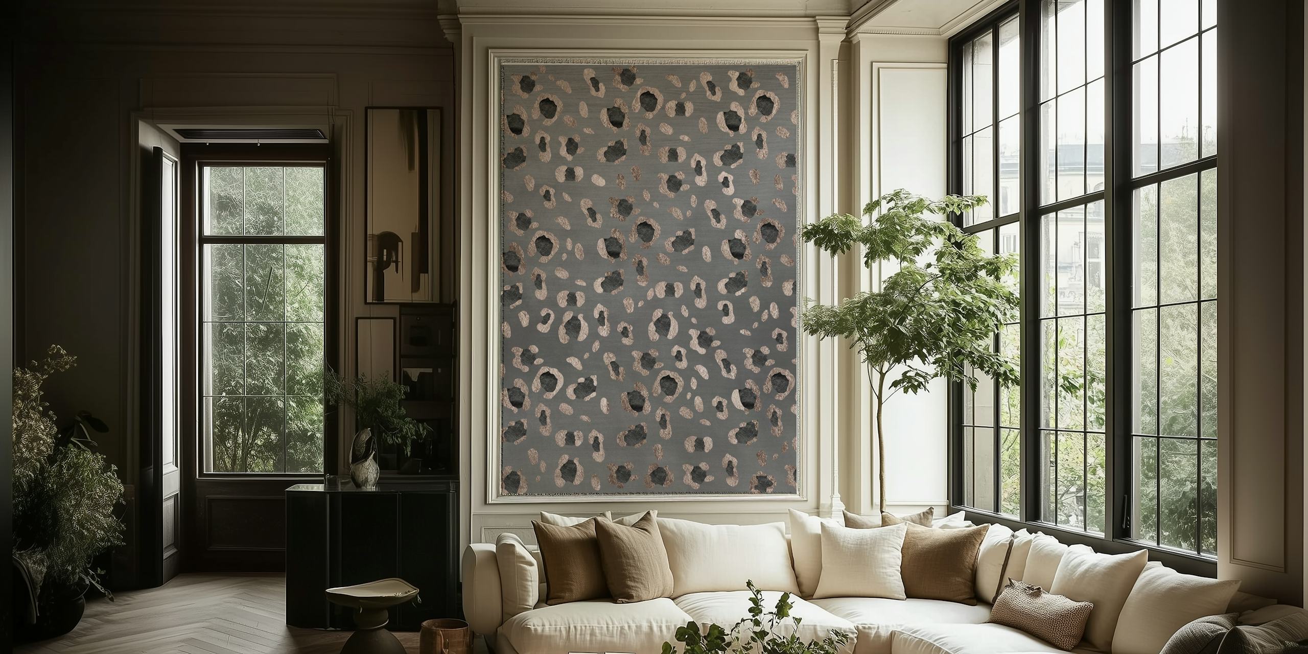 Leopard print wallpaper in stylish room
