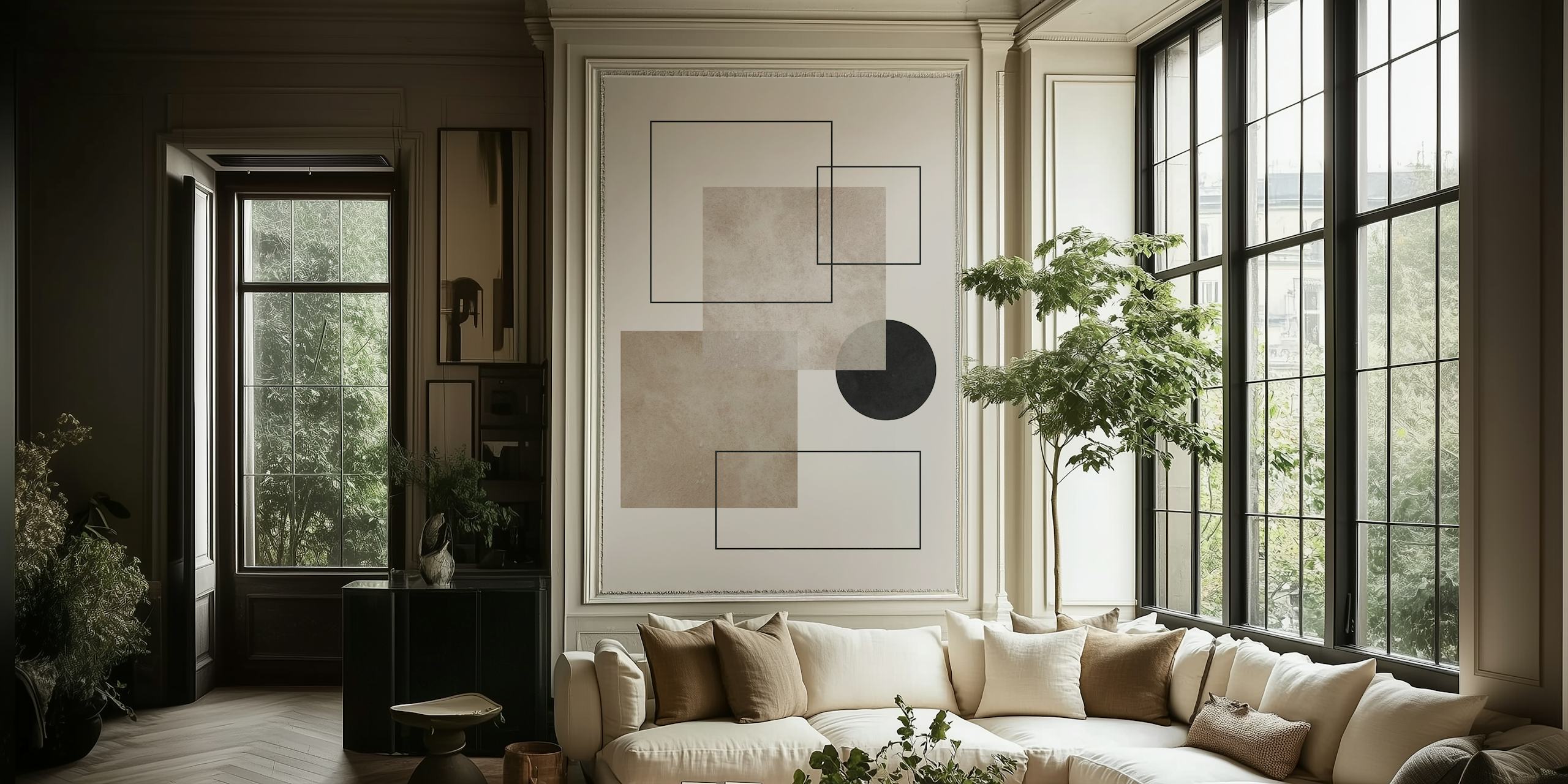 Papel tapiz Lines and squares en una habitación