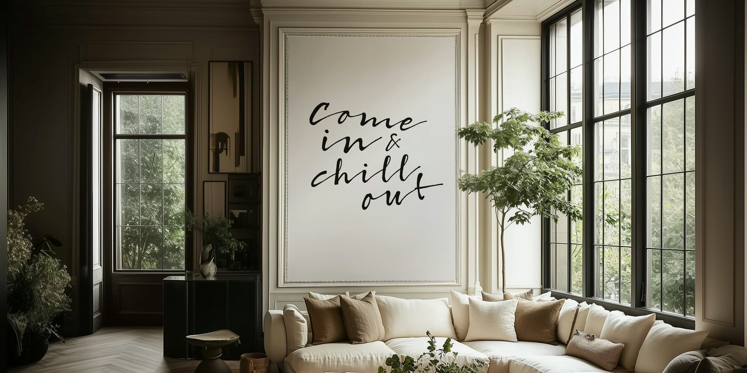 Chill out behang in een woonkamer