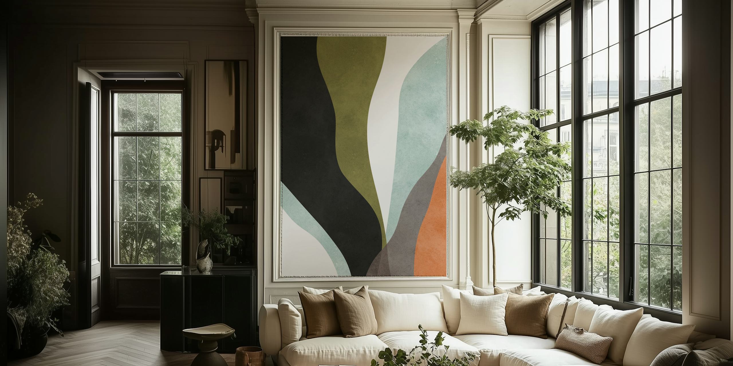 Boho shapes 12 ταπετσαρία σε μοντέρνο δωμάτιο