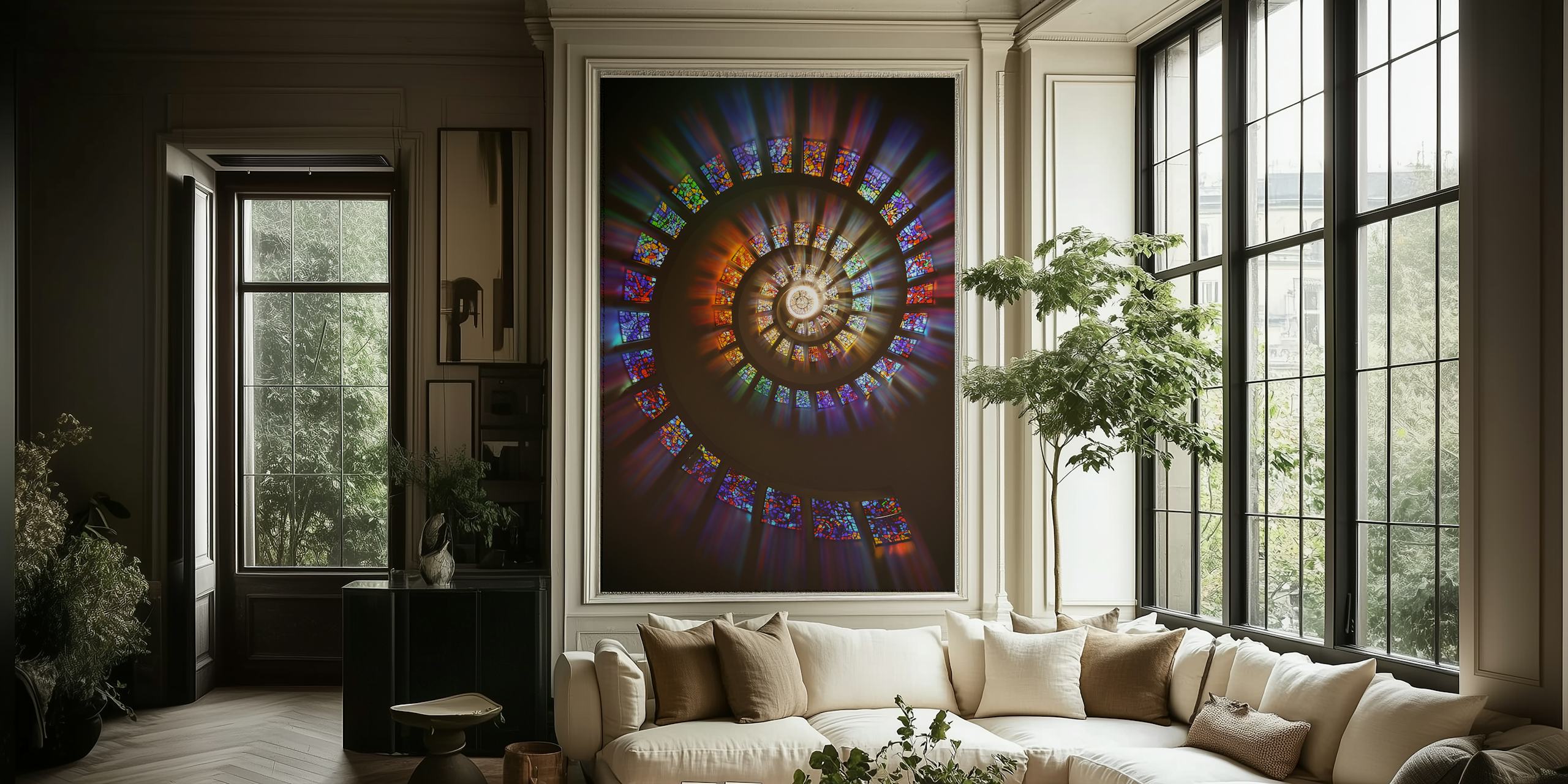 Colorful wallpaper with a spiral design