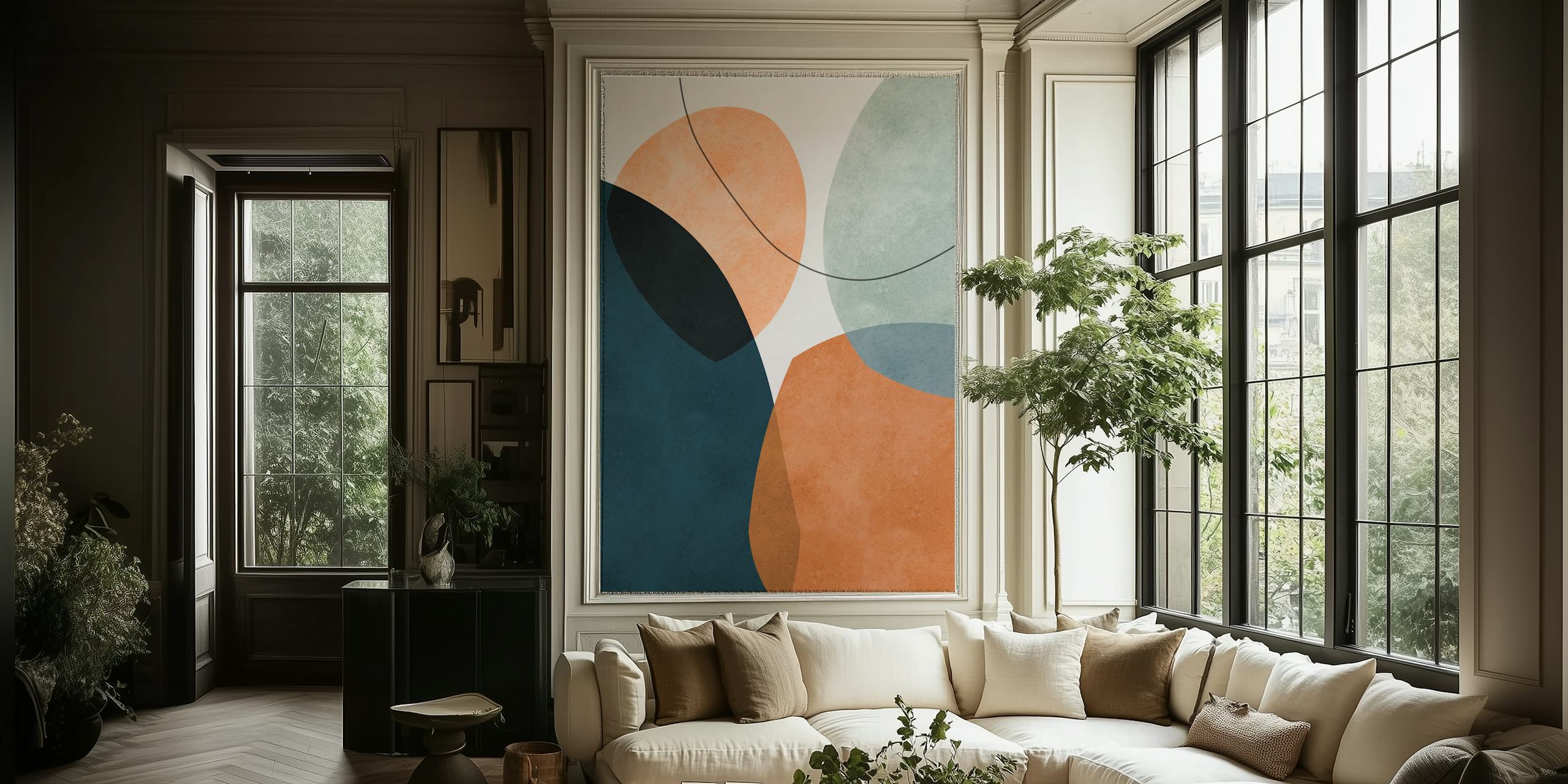 Boho shapes 9 tapet i ett modernt rum
