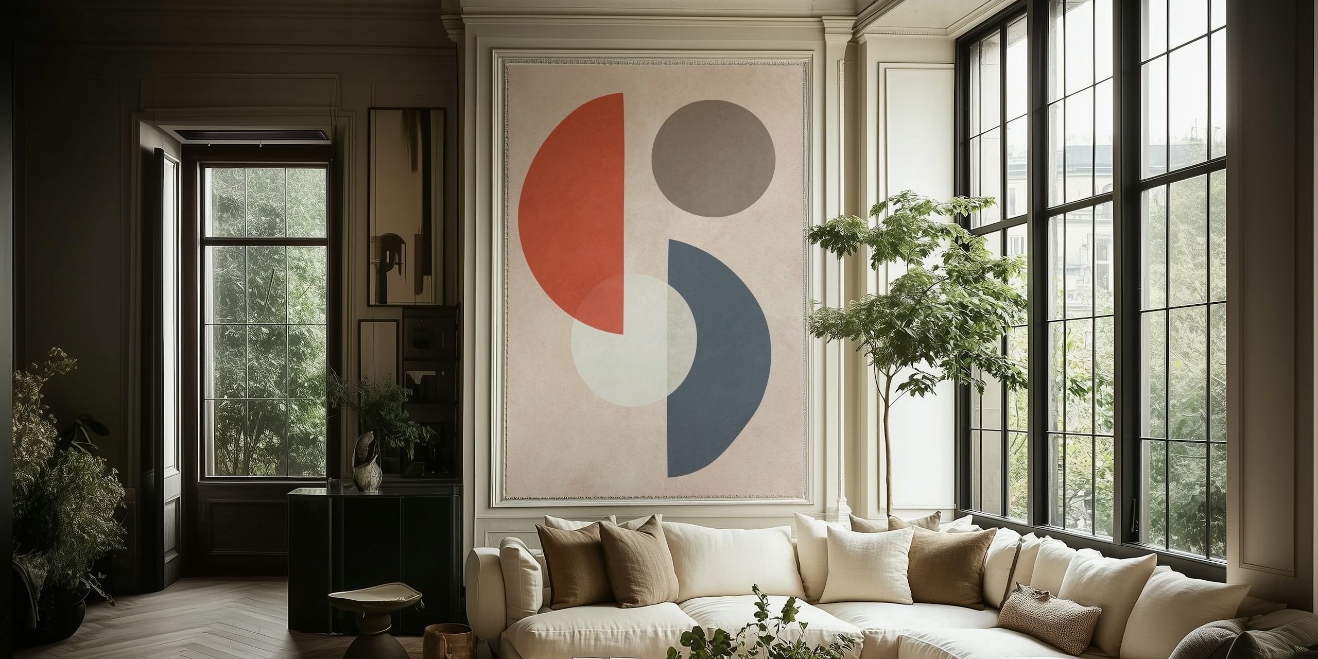 Expressionist circles papel pintado en una habitación