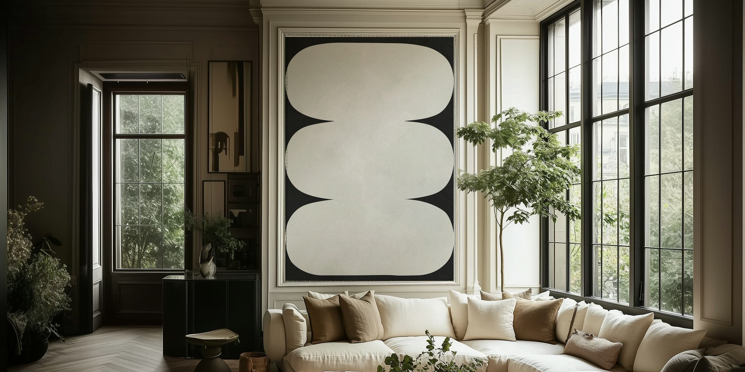 Tribal shapes 26 wallpaper weergegeven in een kamer