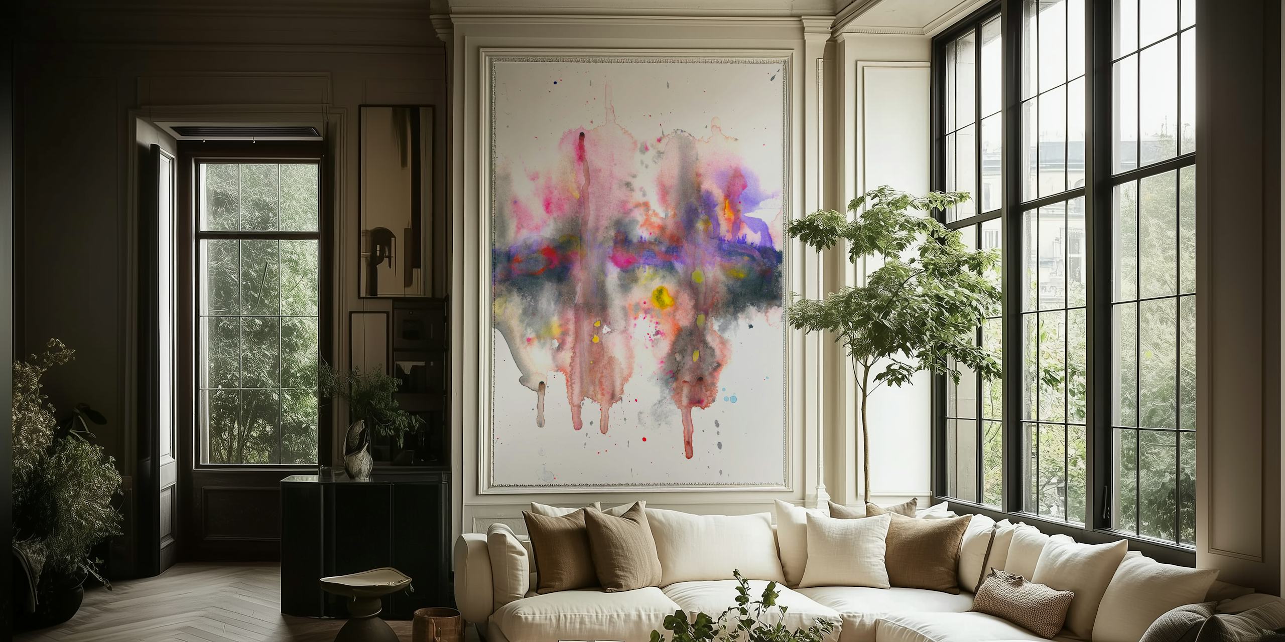 Landscape chaos wallpaper in a stylish room