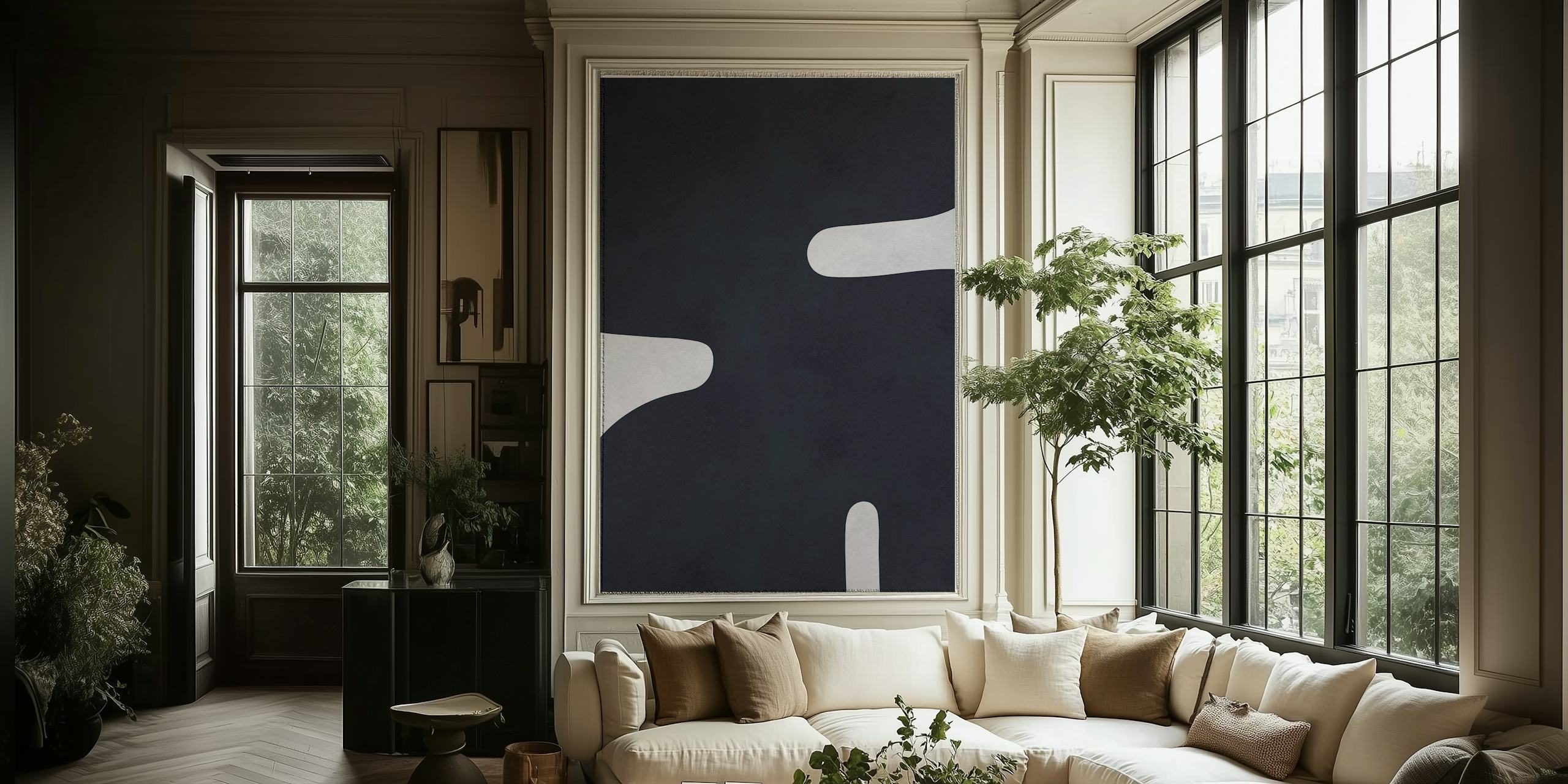 Black and white shapes tapet i et rom