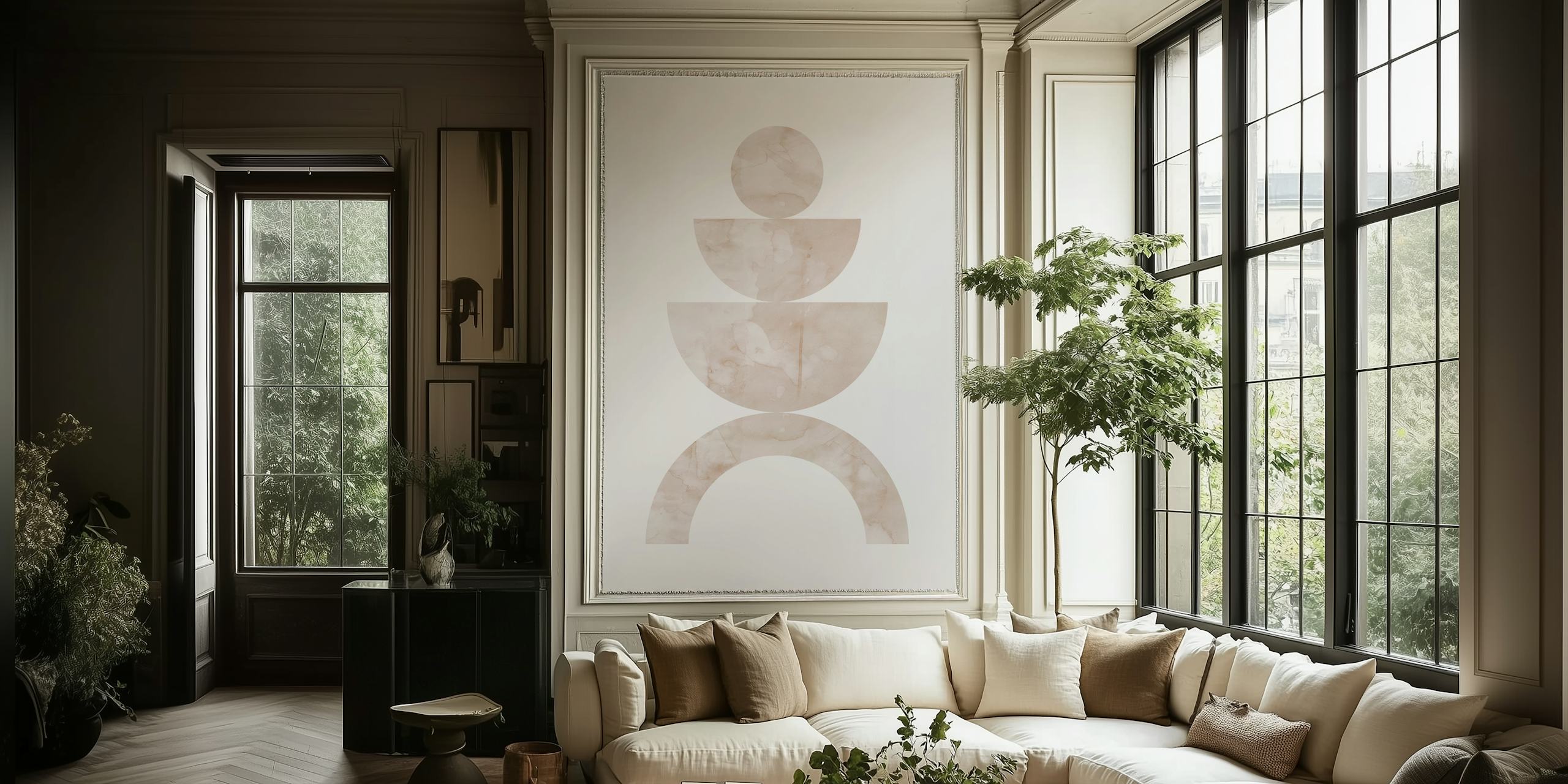 Abstract beige circles in varying sizes wallpaper