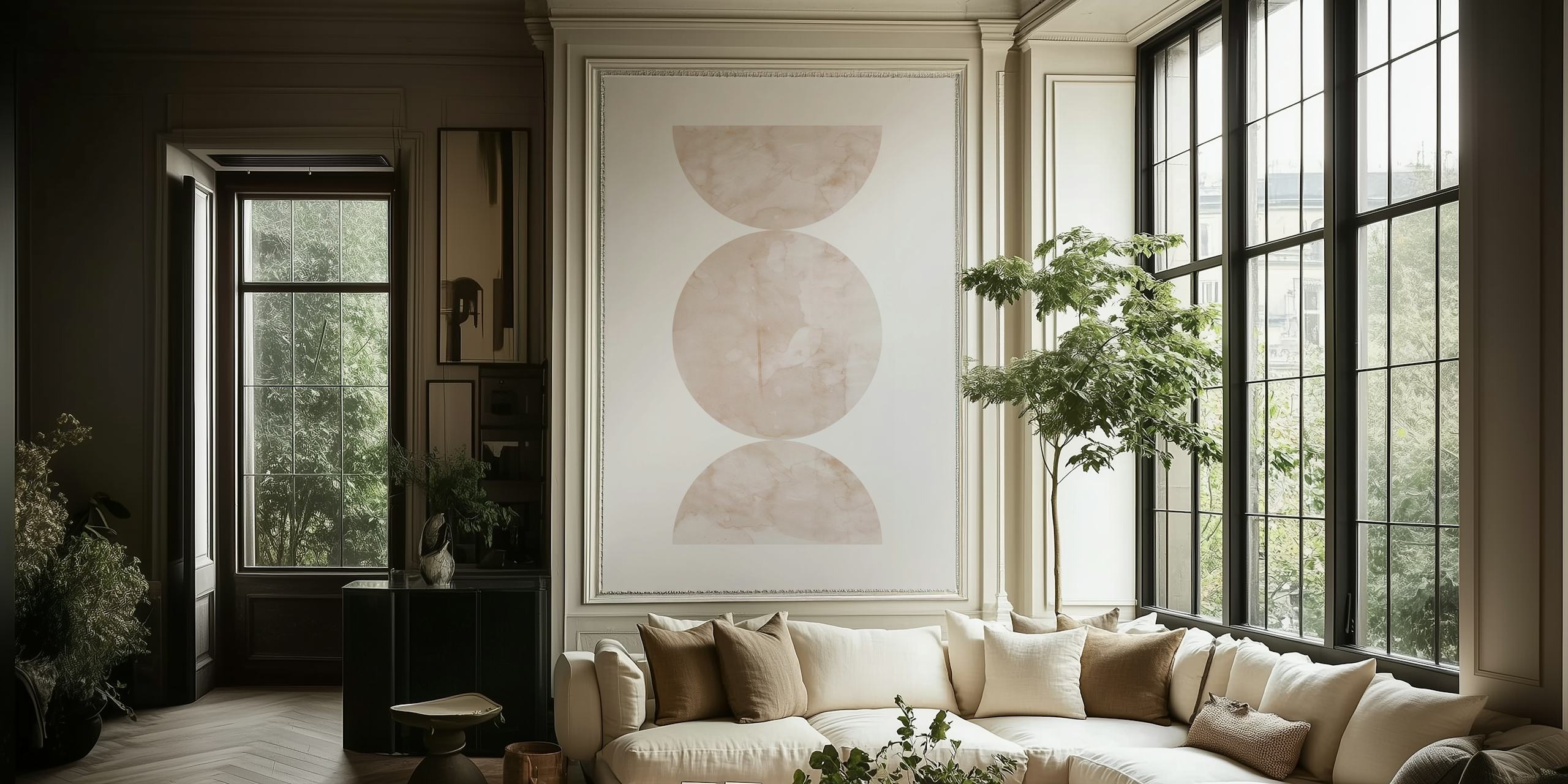 Papel de parede Watercolor circles em um quarto estilizado