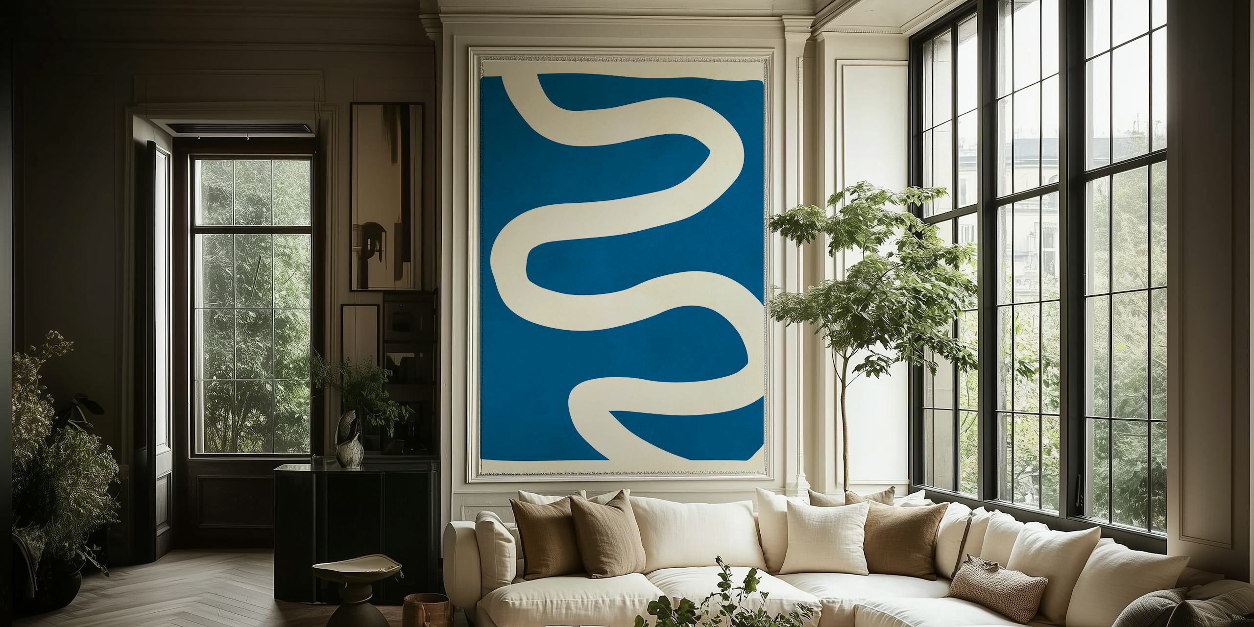 Lines on blue wallpaper i et rom