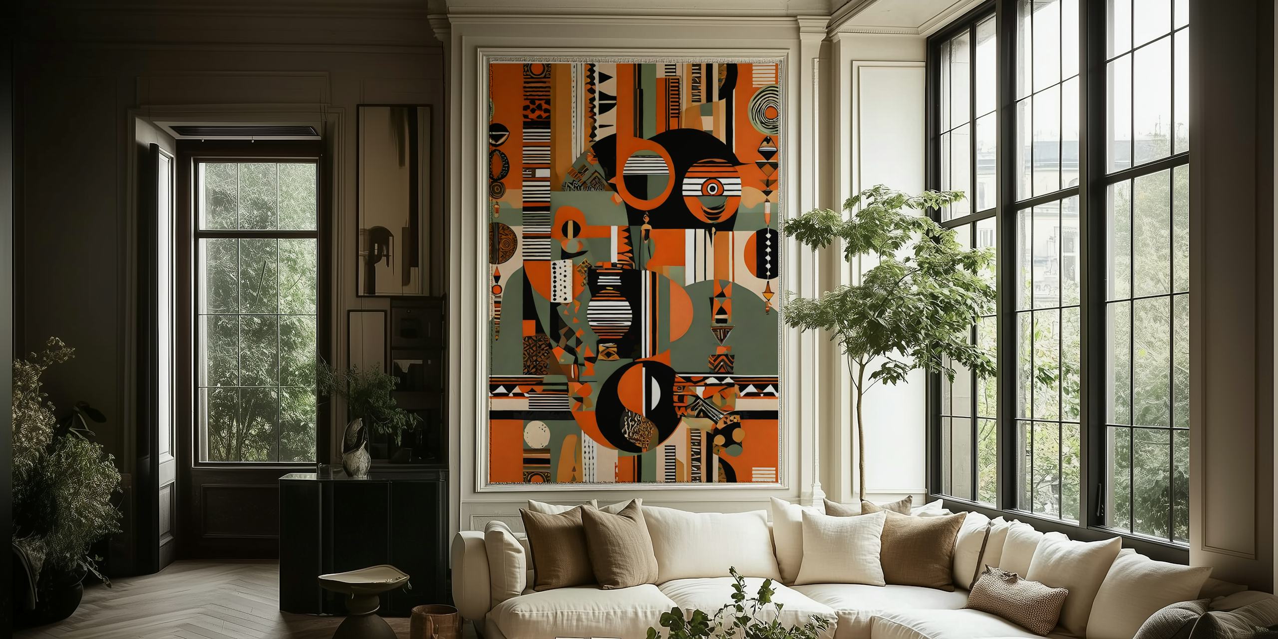 papier peint African Art dans une pièce
