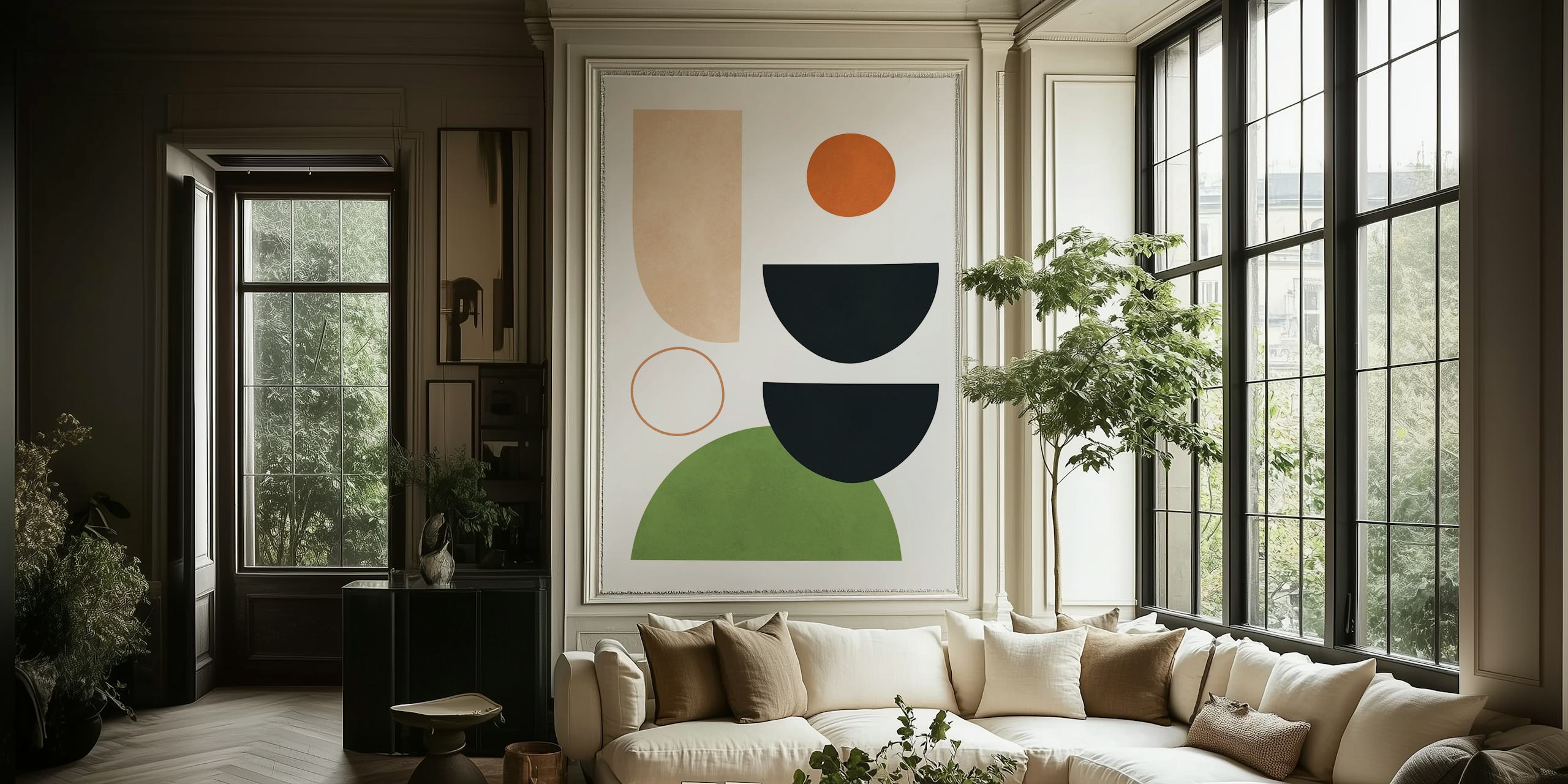 Circles and semicircles ταπετσαρία σε ένα δωμάτιο