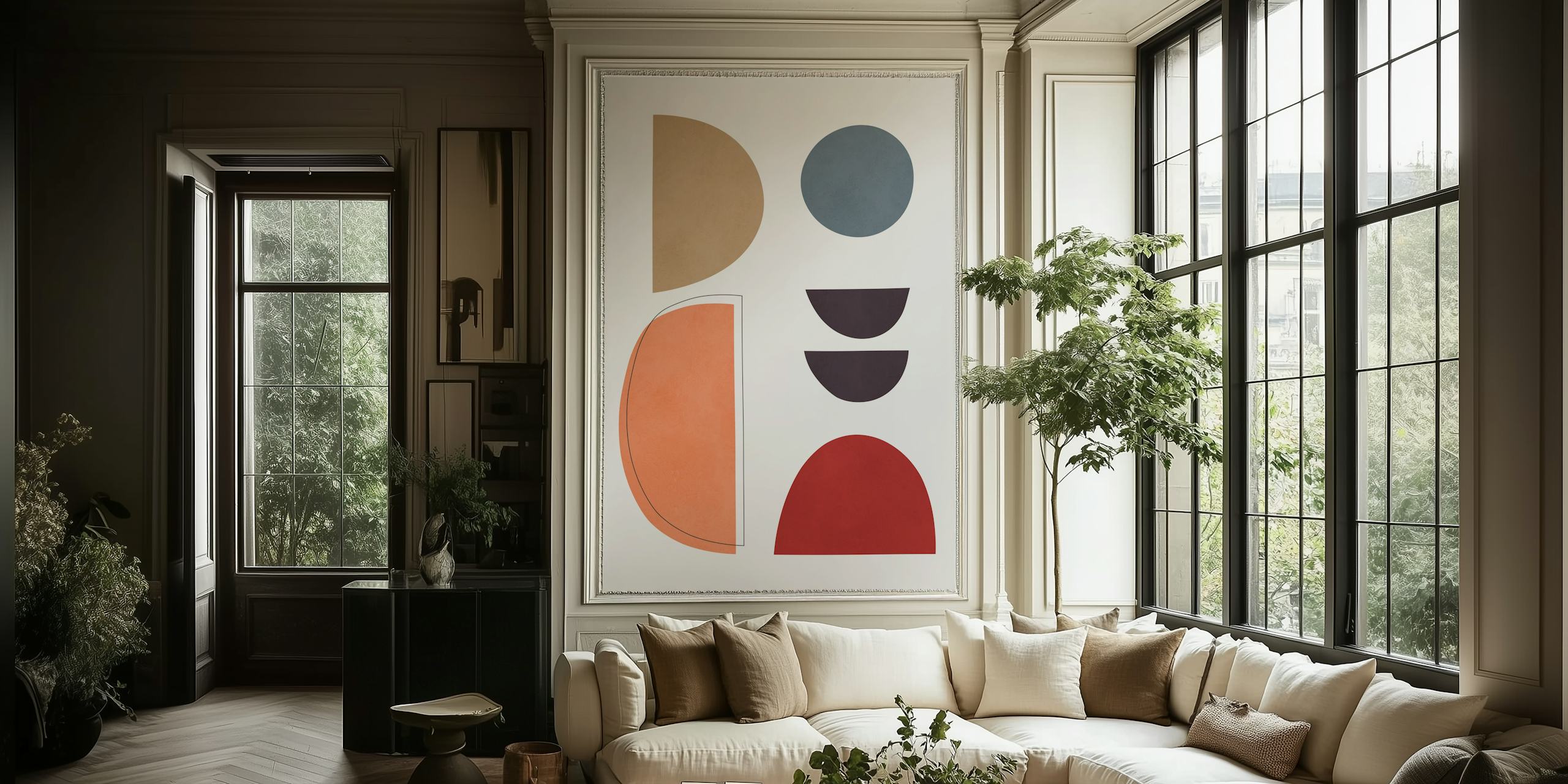 Circles and semicircles papel tapiz en una habitación