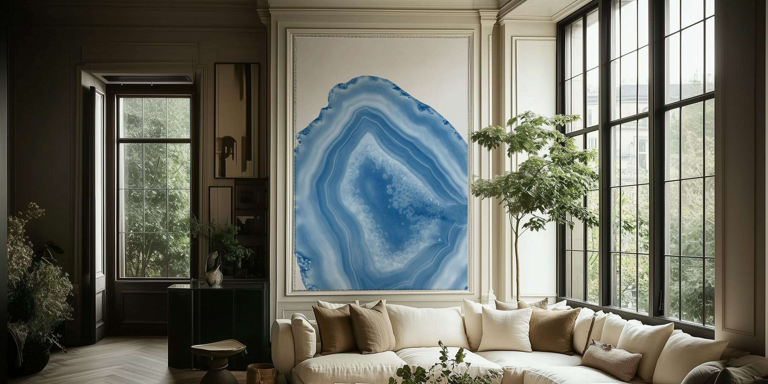 Classic Blue Agate Wallpaper-Design in einem Raum