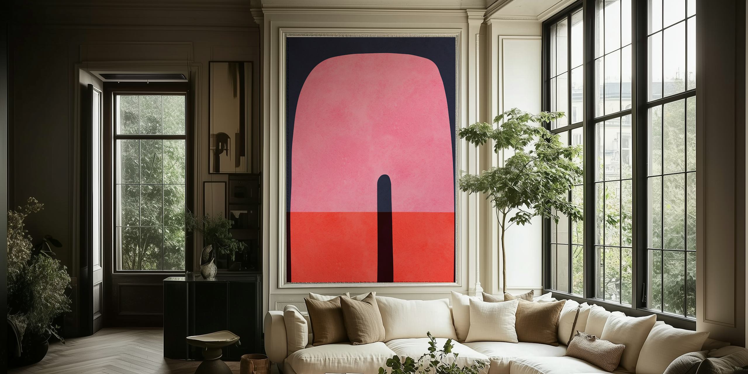 Pink and red geometric shapes wallpaper