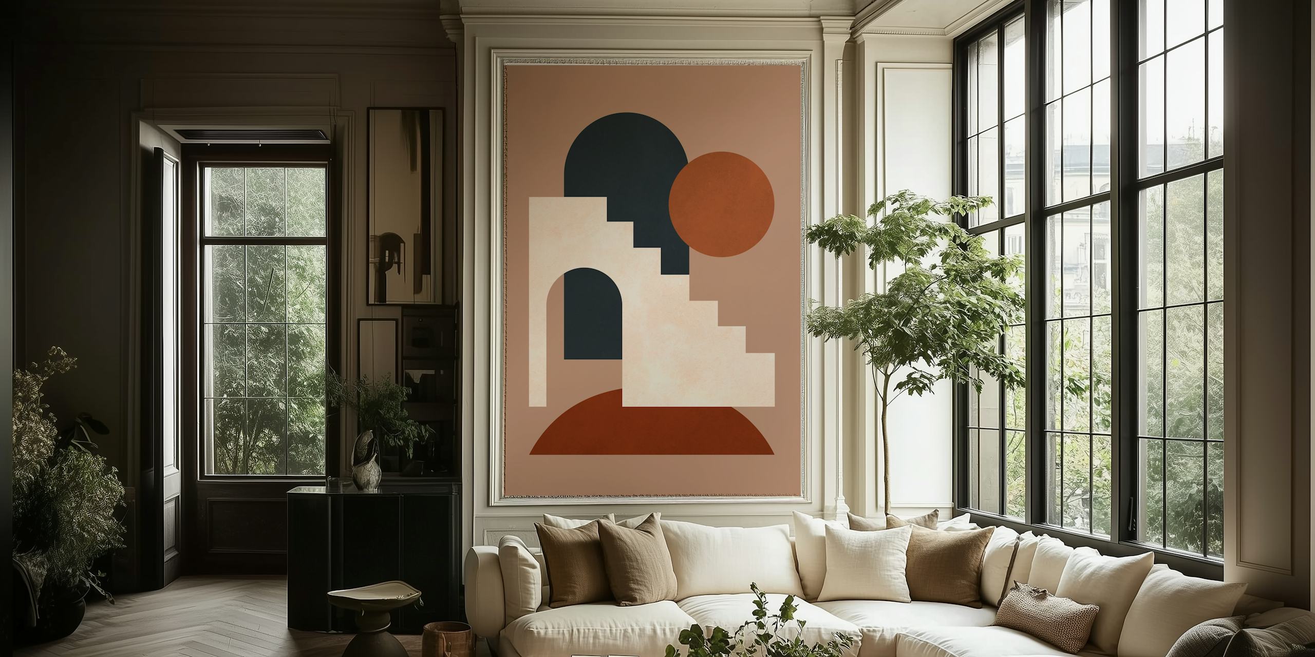 Abstract geometric shapes in earthy colors wallpaper