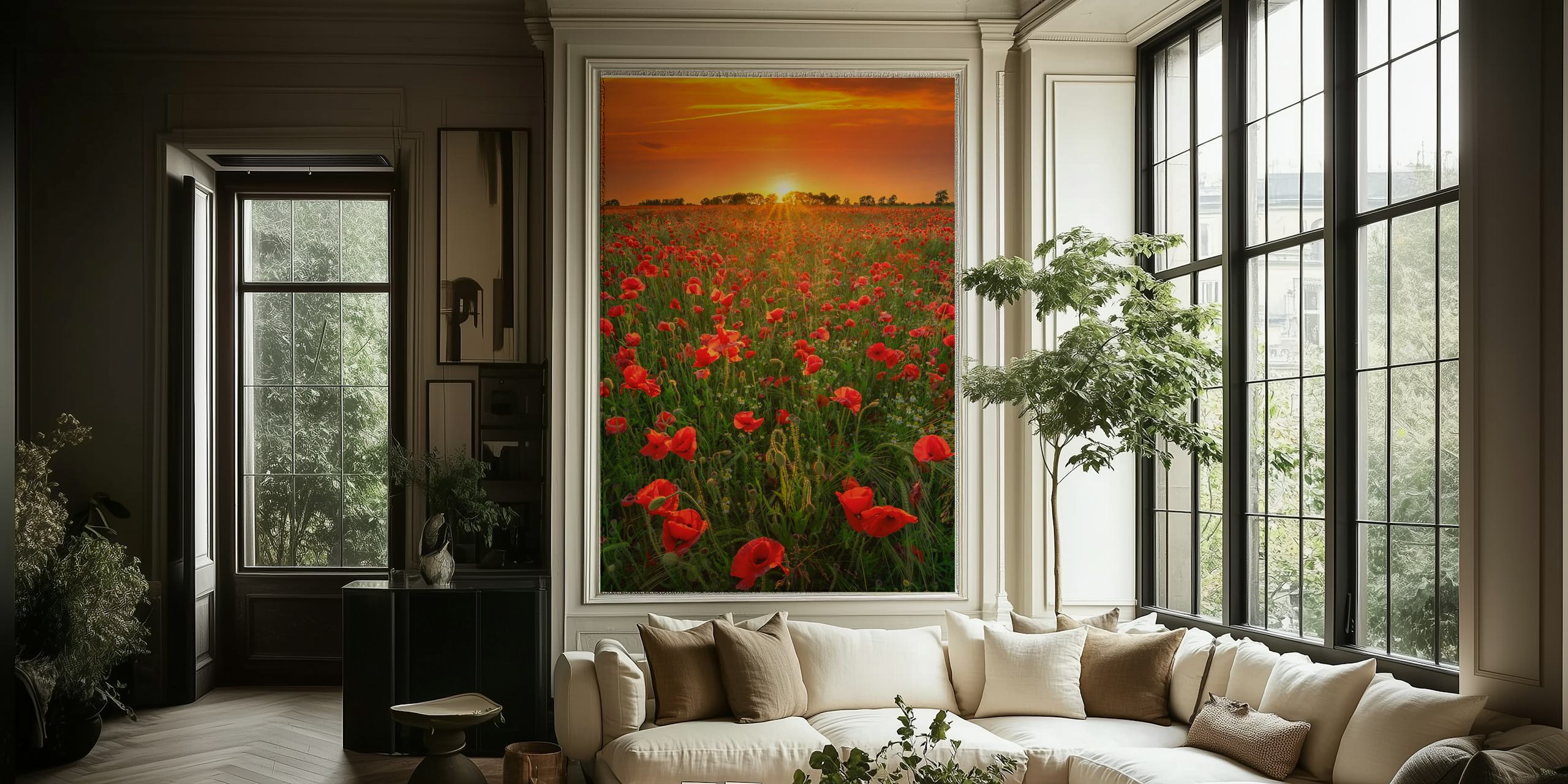 Poppies at sunset tapet i et rom