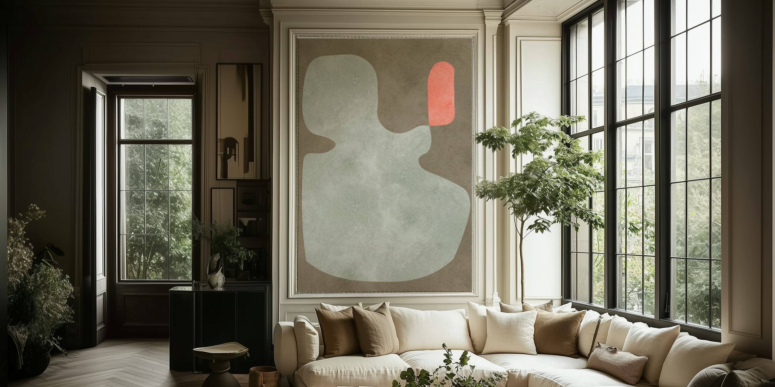 Geometric modern art wallpaper in a room