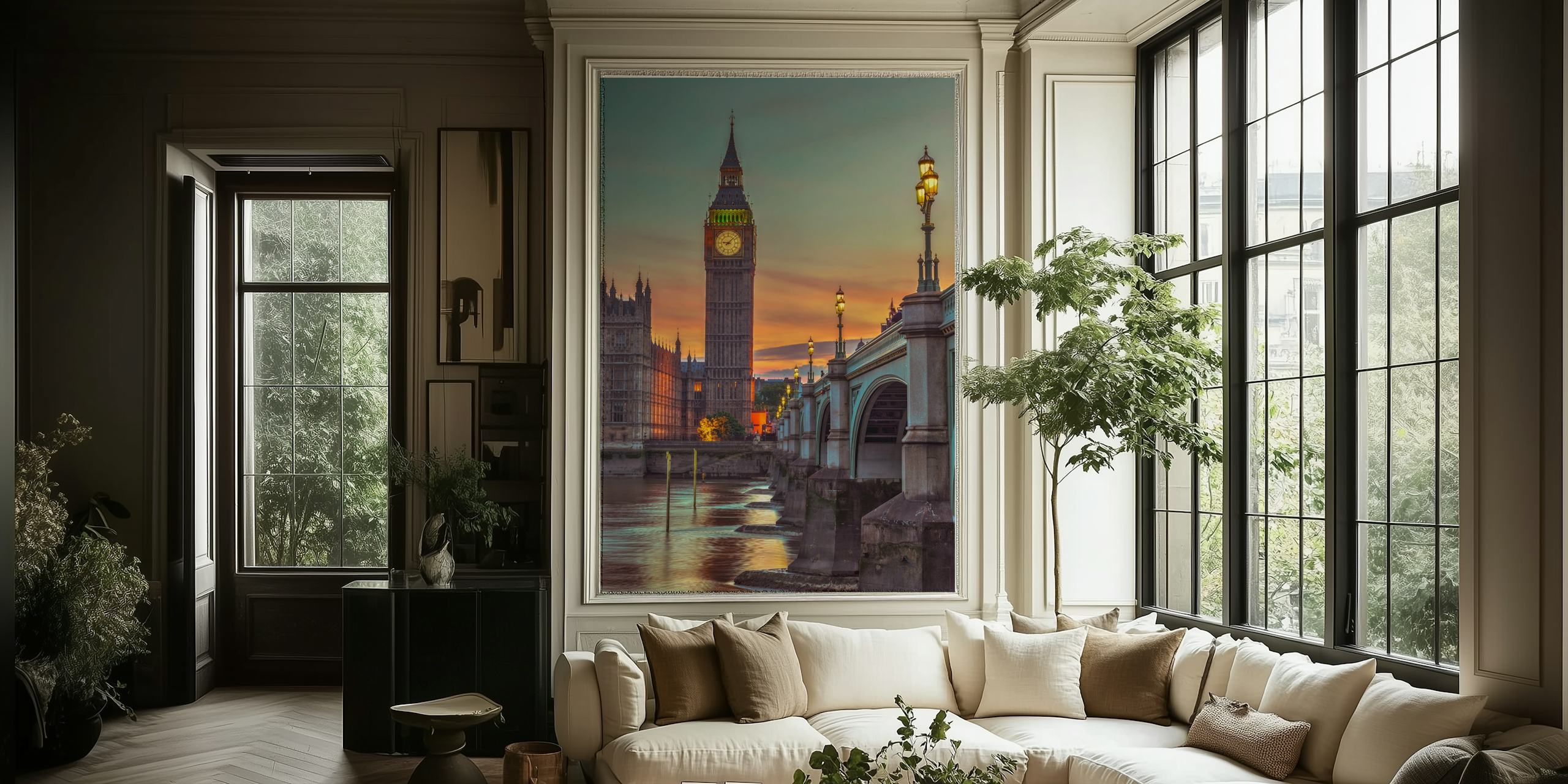 Clock Tower tapet i et stilfullt rom