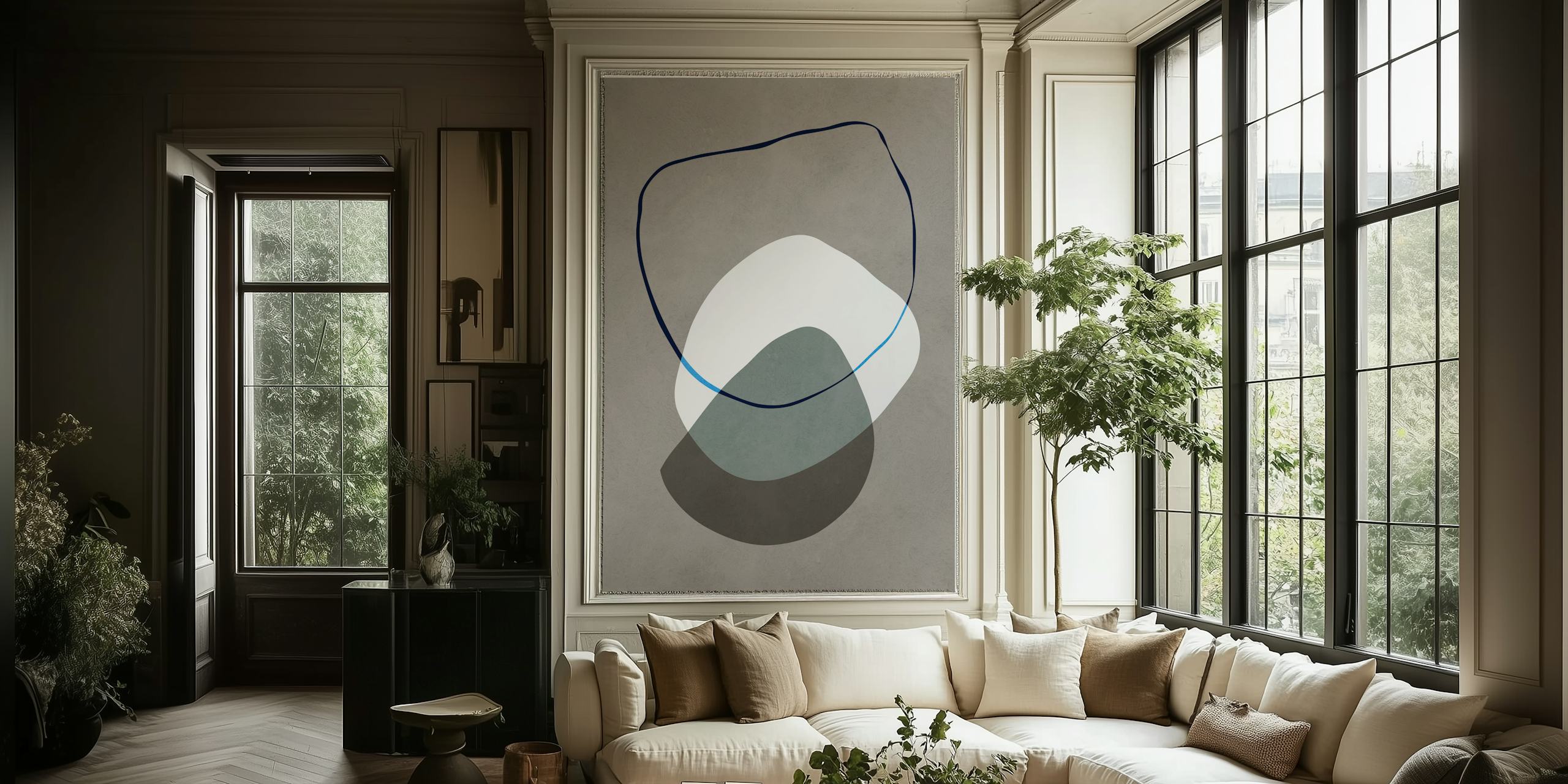 Expressionist forms 7 wallpaper displayed in a room