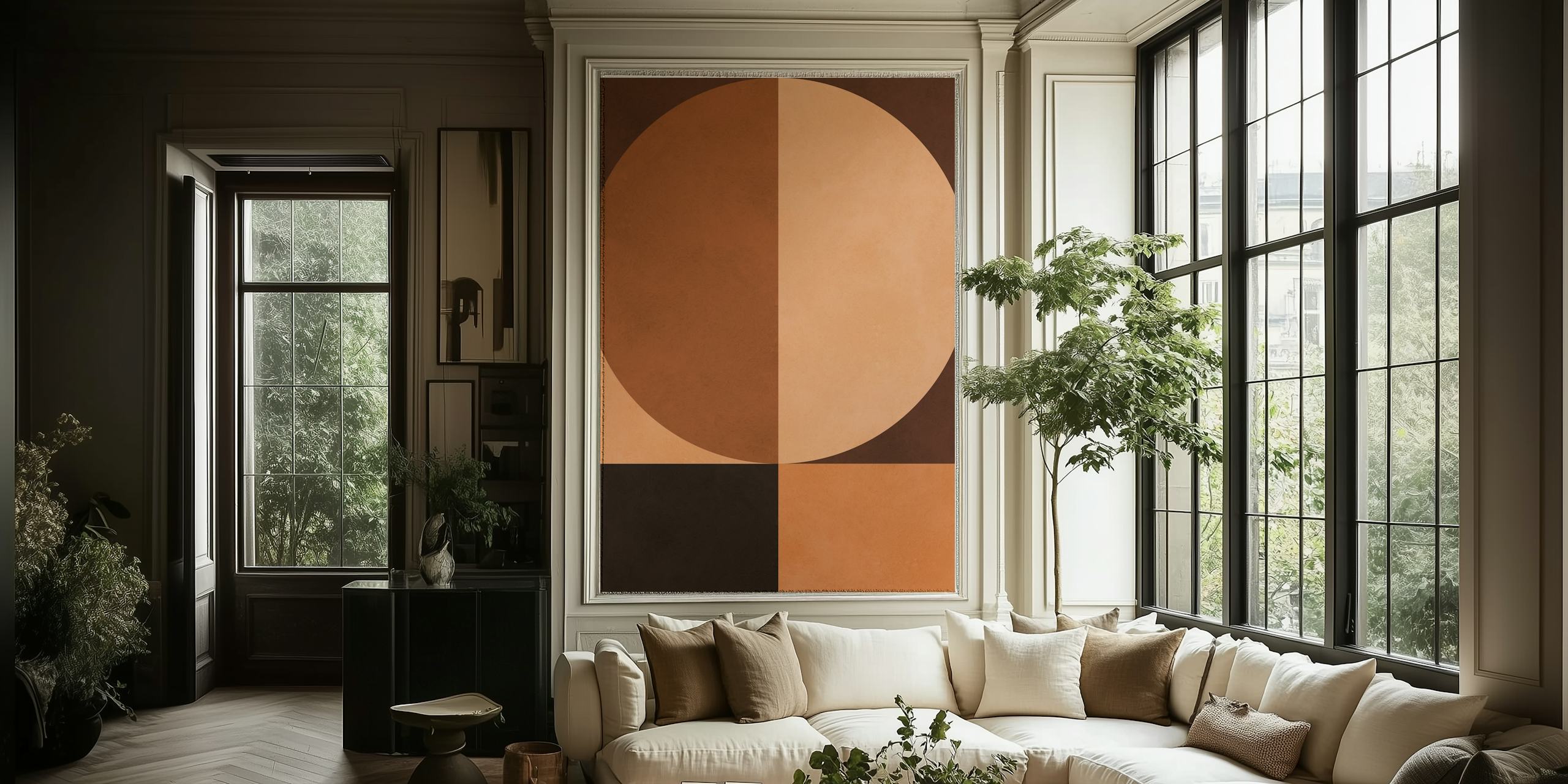 Geometric pattern in shades of brown and tan wallpaper