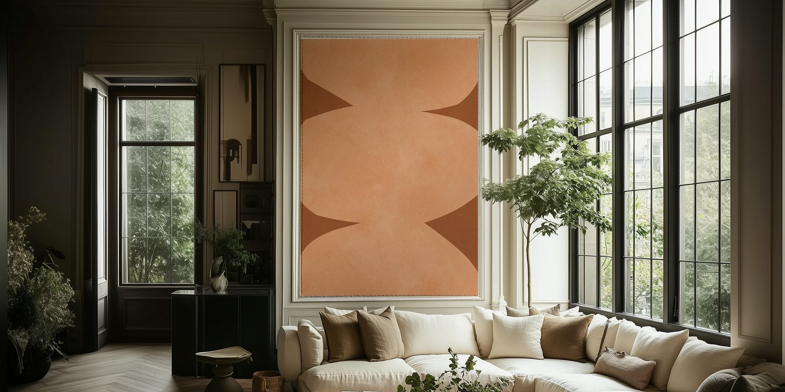 Terracotta geometry geometrisk tapetdesign i et rom
