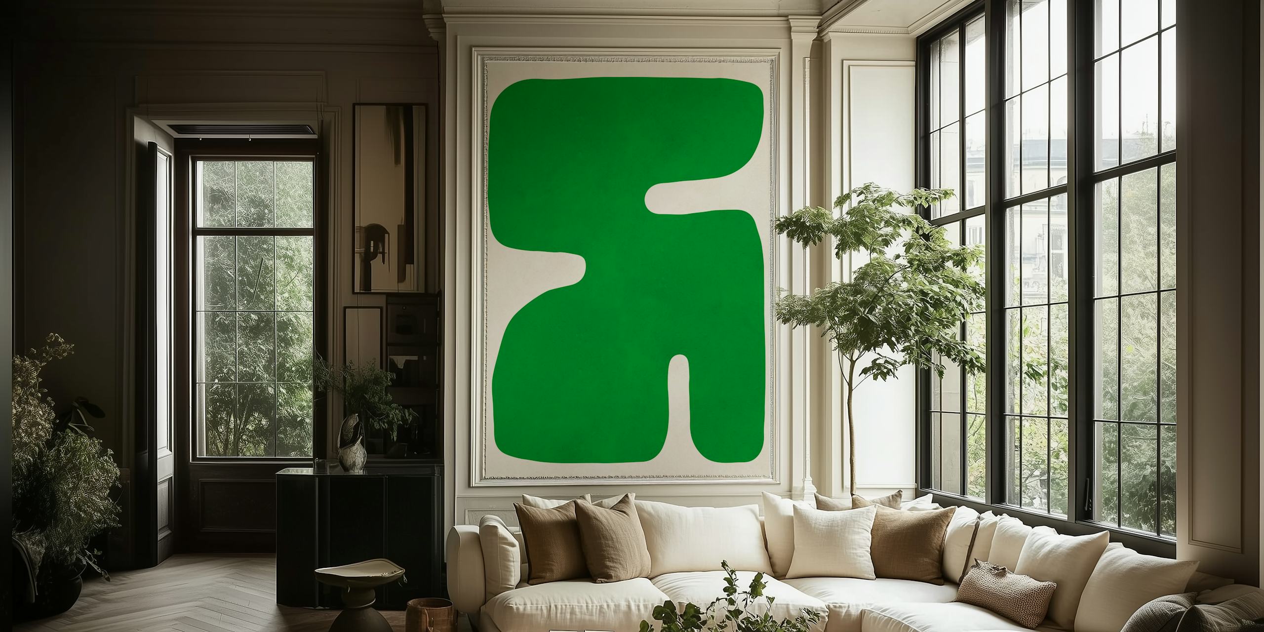 Papier peint mural Forme abstraite verte sur fond blanc
