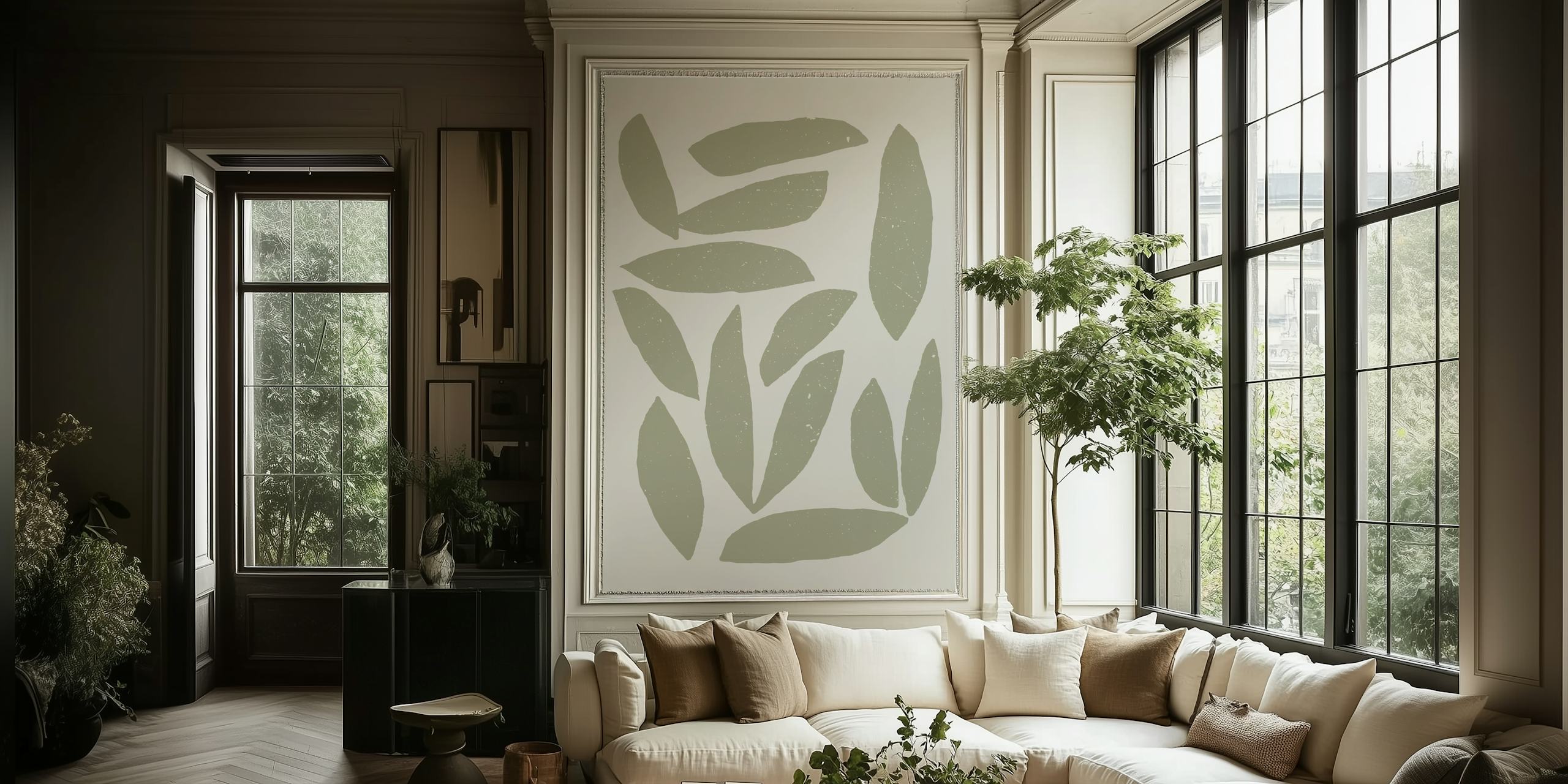 Sage Foliage Chic Tapete in einem Raum