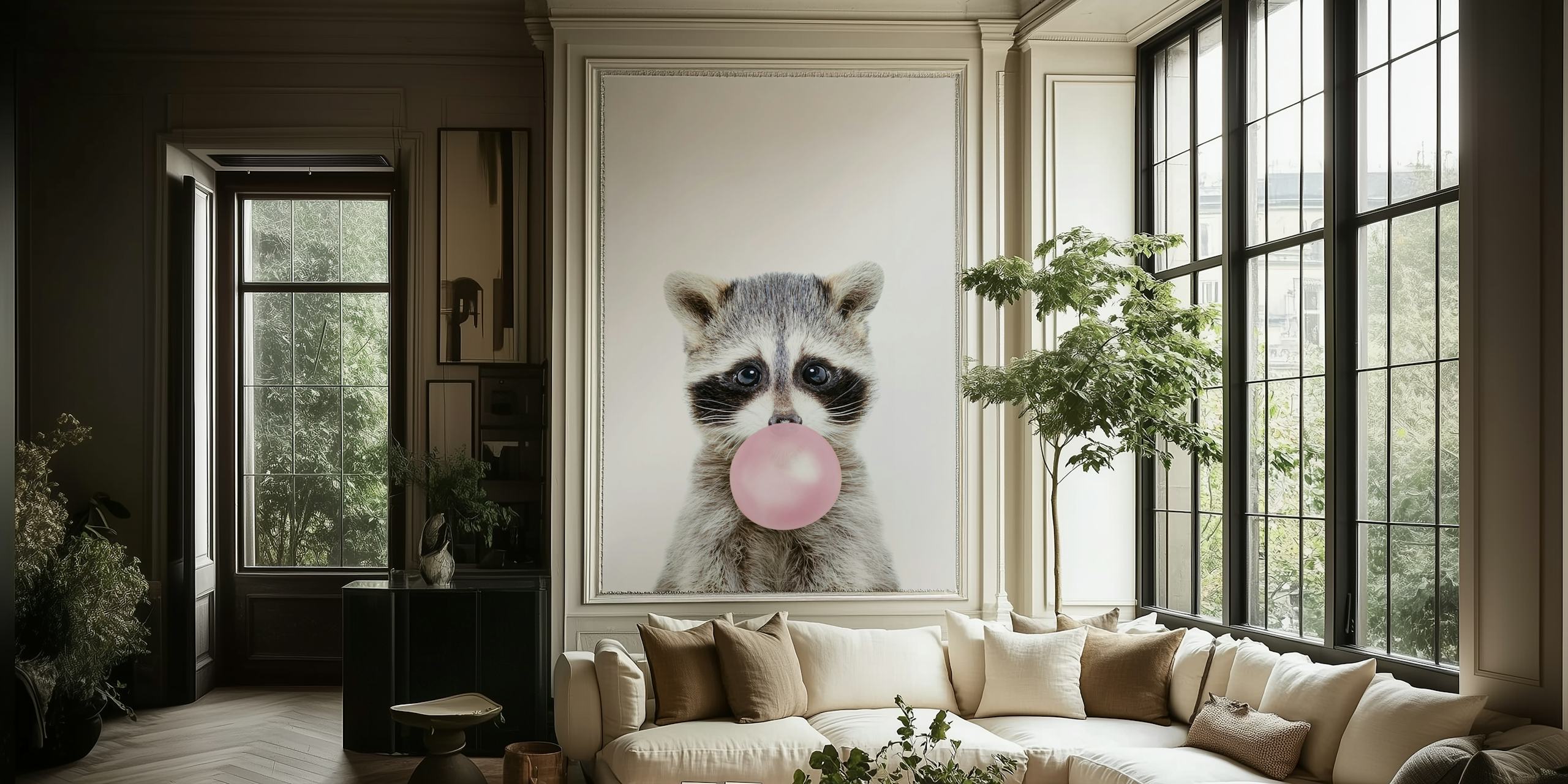 Bubble Gum Raccoon wallpaper in a room