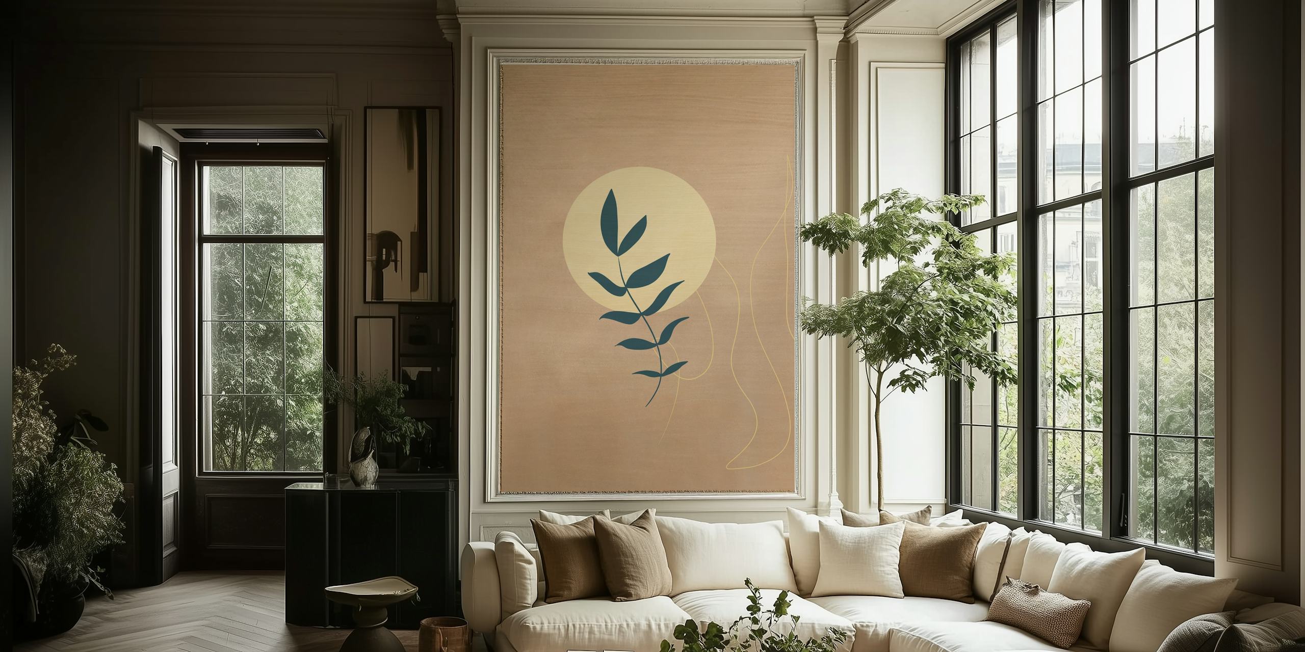 Desert Leaf 1 wallpaper in a room setting