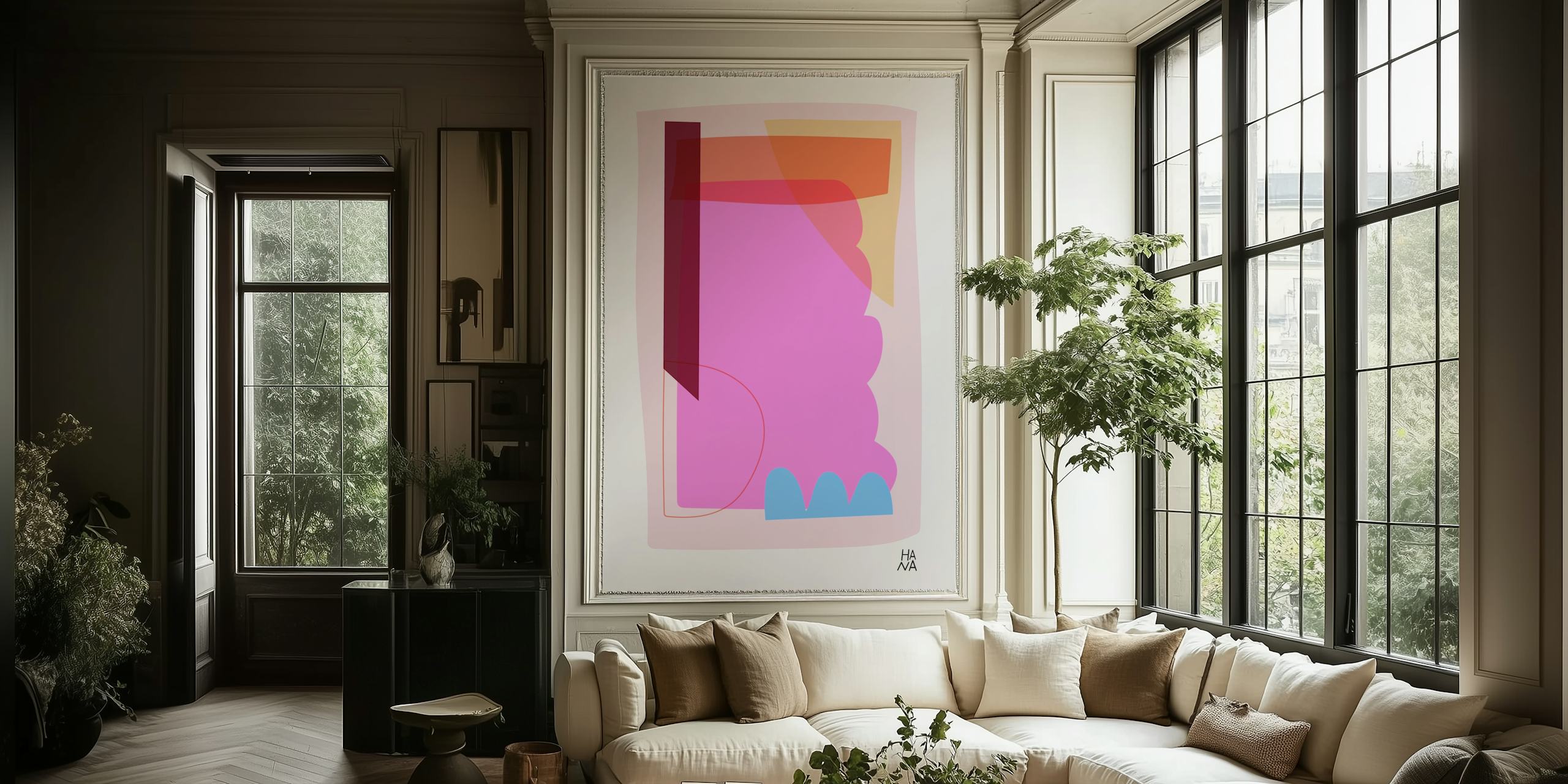 Collage No 5 behang in een modern interieur
