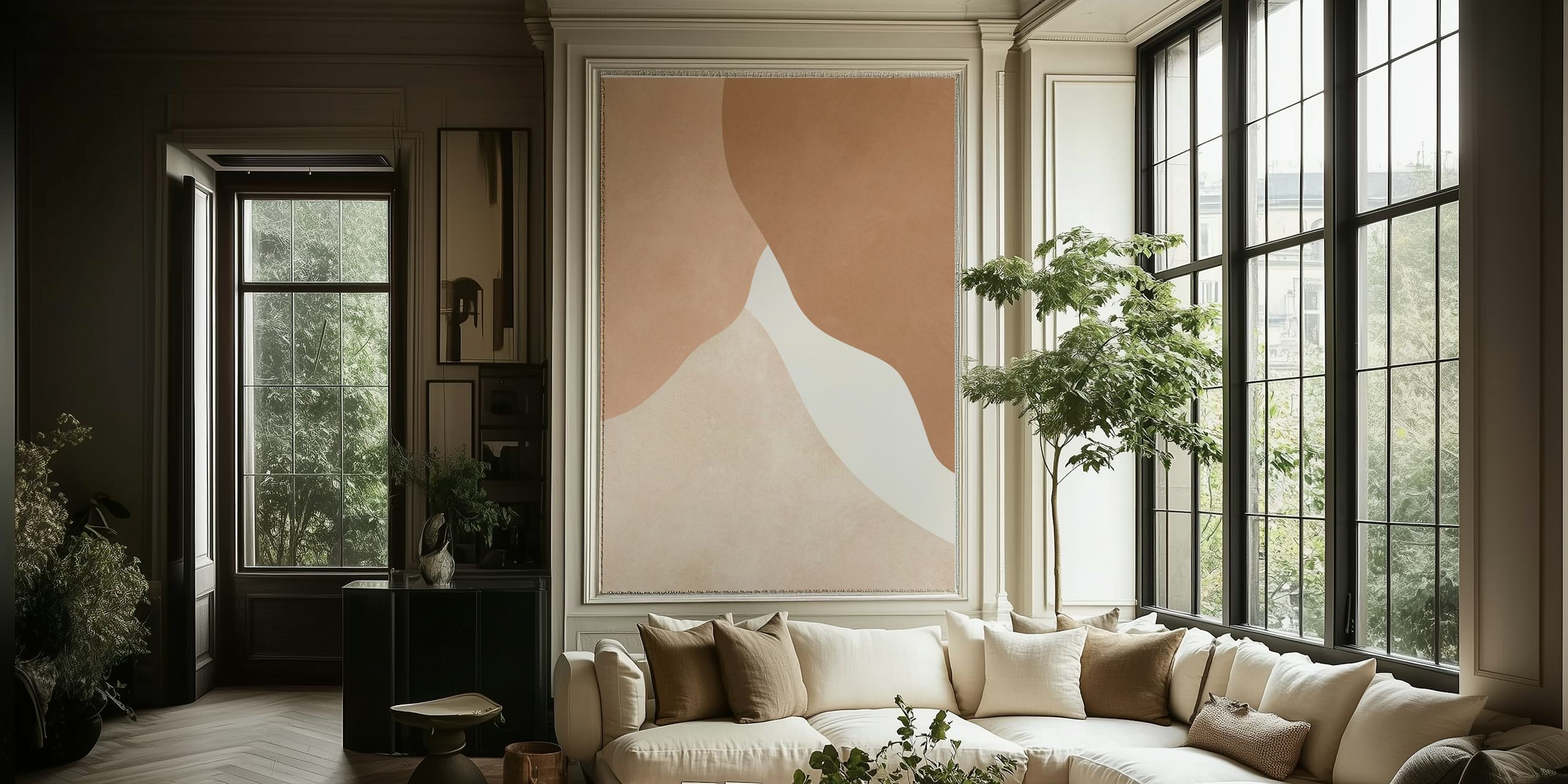 Carta da parati Creamy Curves Decor in una stanza
