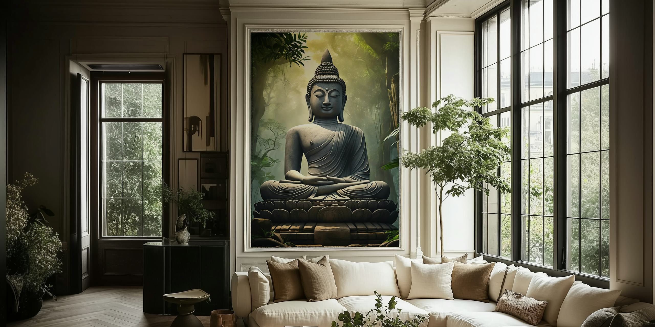 Lost Temple wallpaper in a stylish interior