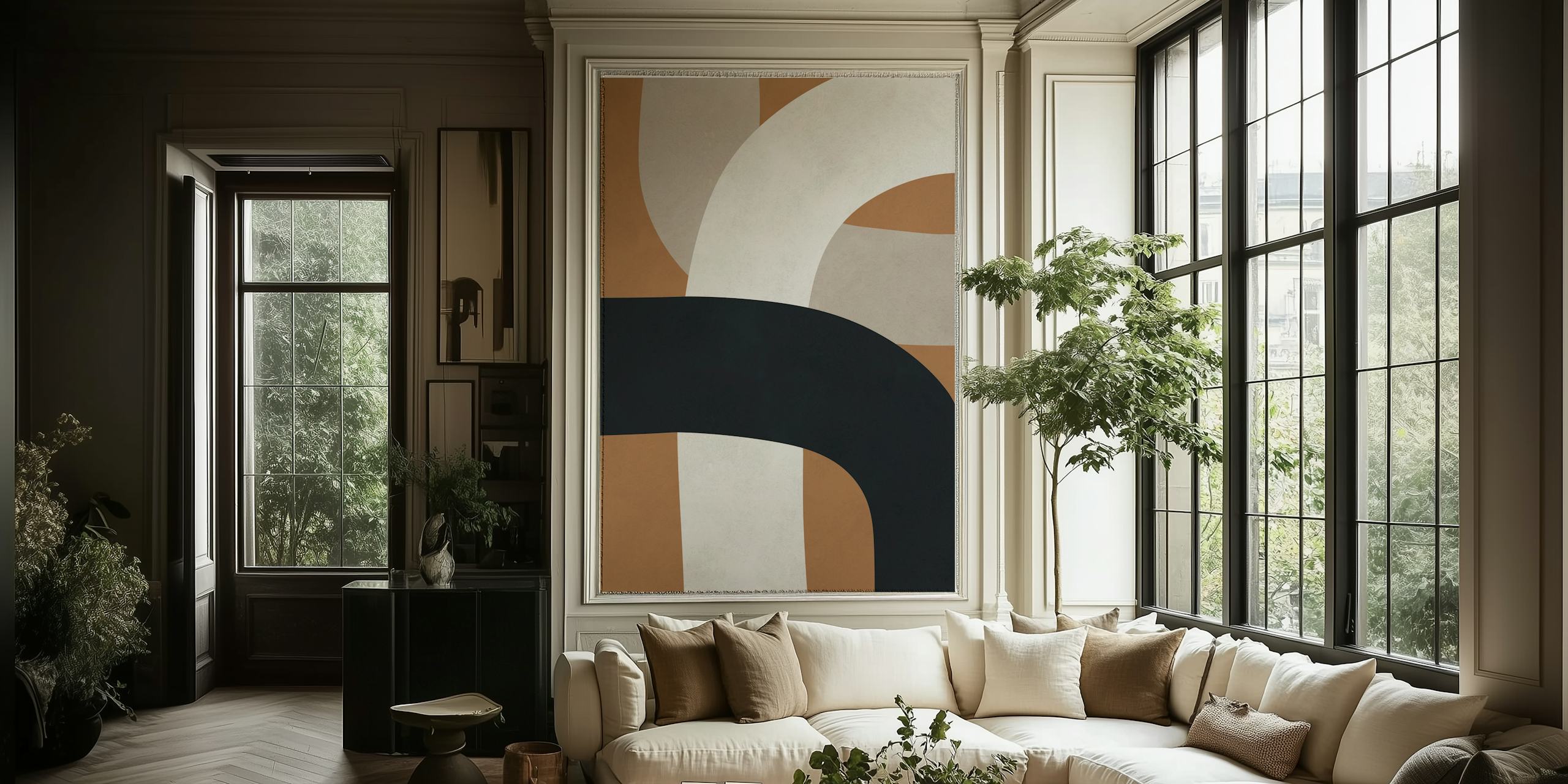 Elegant Curve Fusion behang in een kamer