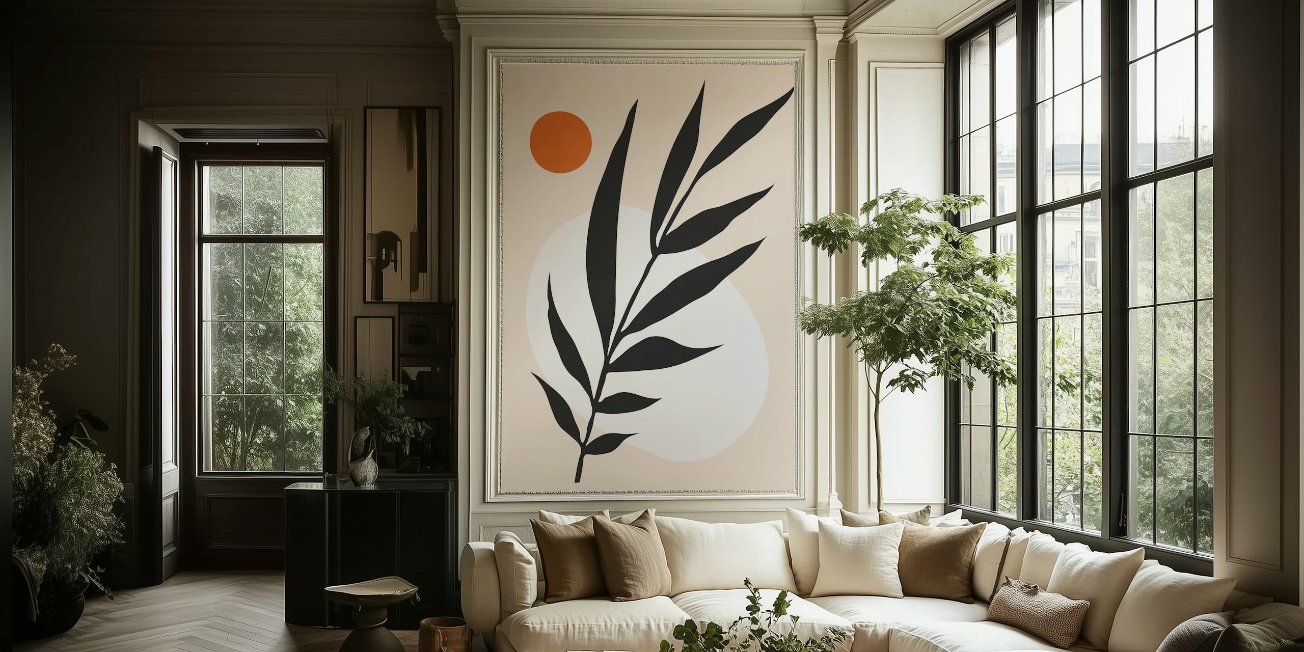 Papel de parede Abstract Botanical Zen em um quarto
