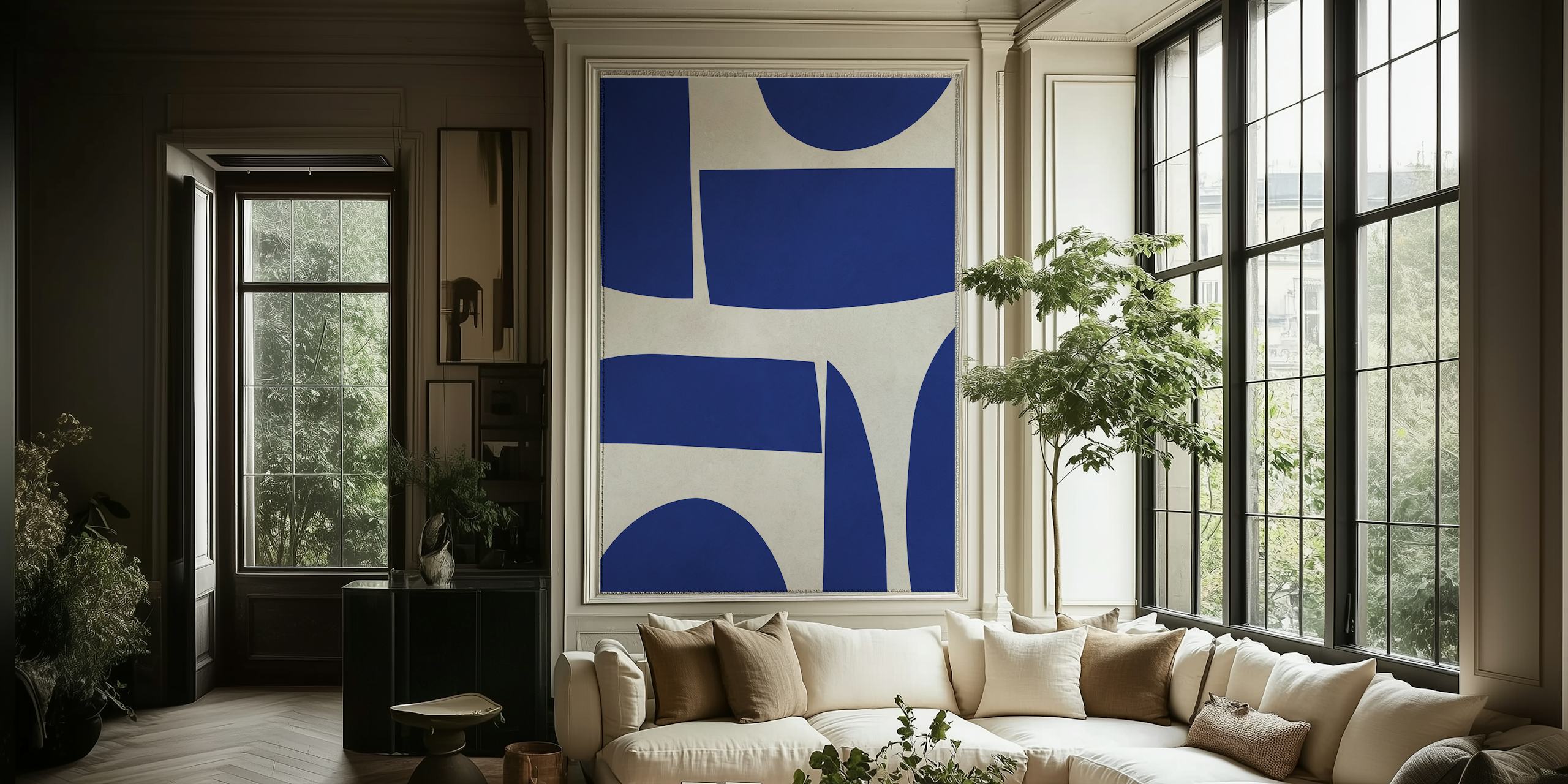 Design di Blue Geometric Harmony in una stanza