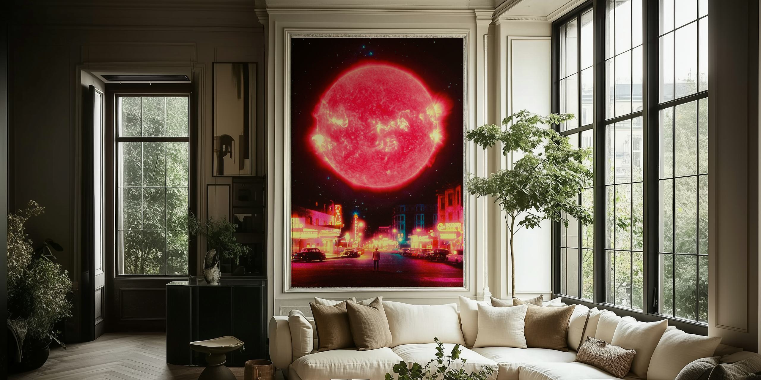 Tapeta Neon Nightfall w vibrantnym pokoju