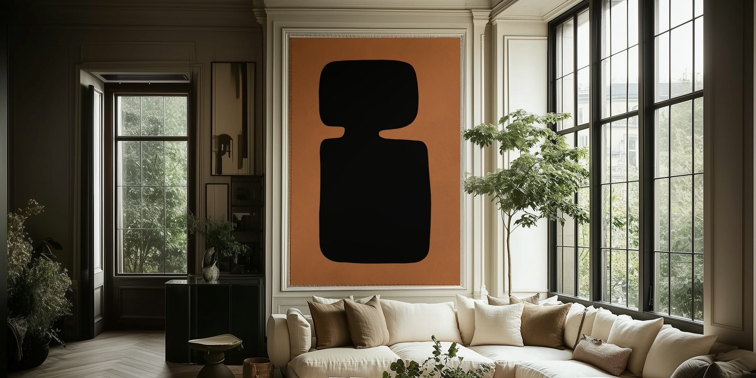Tribal expressionist shapes ταπετσαρία σε ένα δωμάτιο