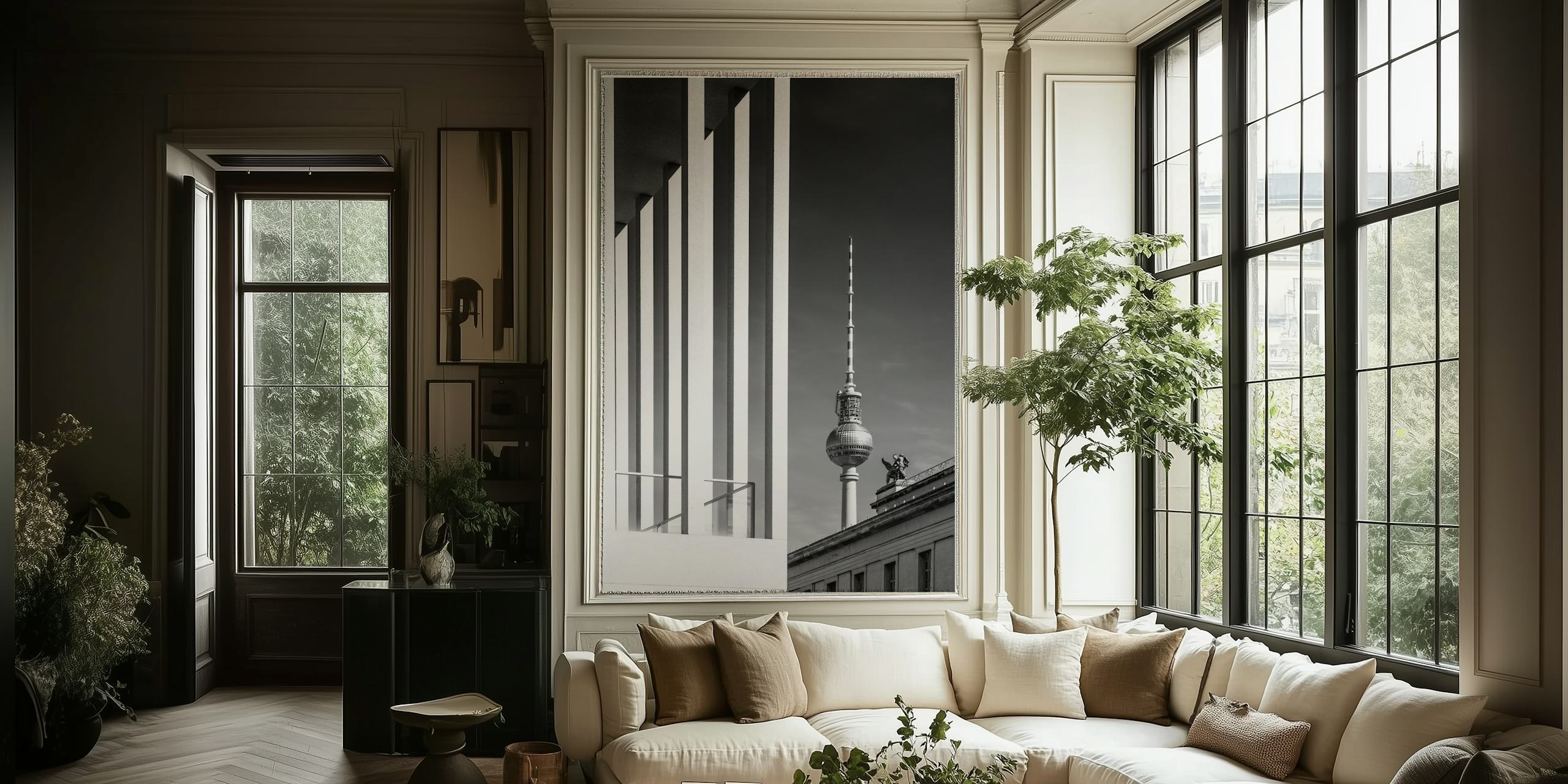 Berlínská monochromatická tapeta znázorňující televizní věž