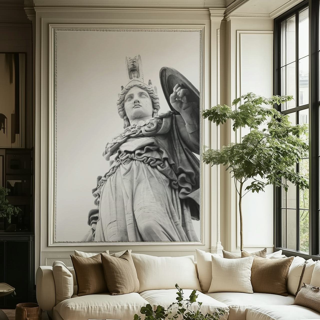 Athena Goddess of Wisdom wallpaper in a room