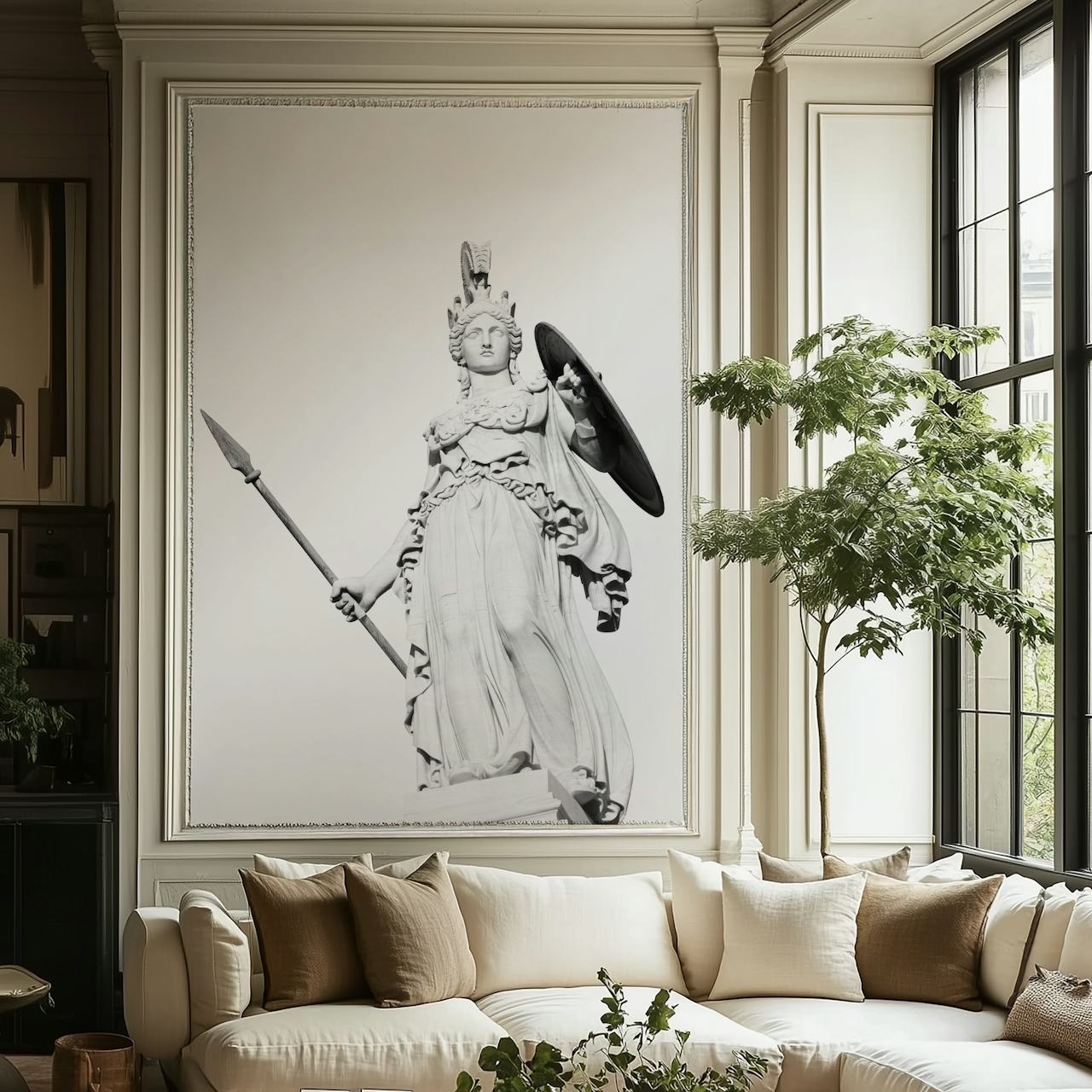 Athena Goddess of Wisdom Tapete in einem Raum
