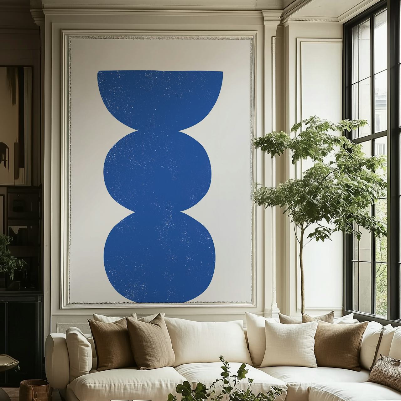 Abstract blue ceramic vase illustration wall mural