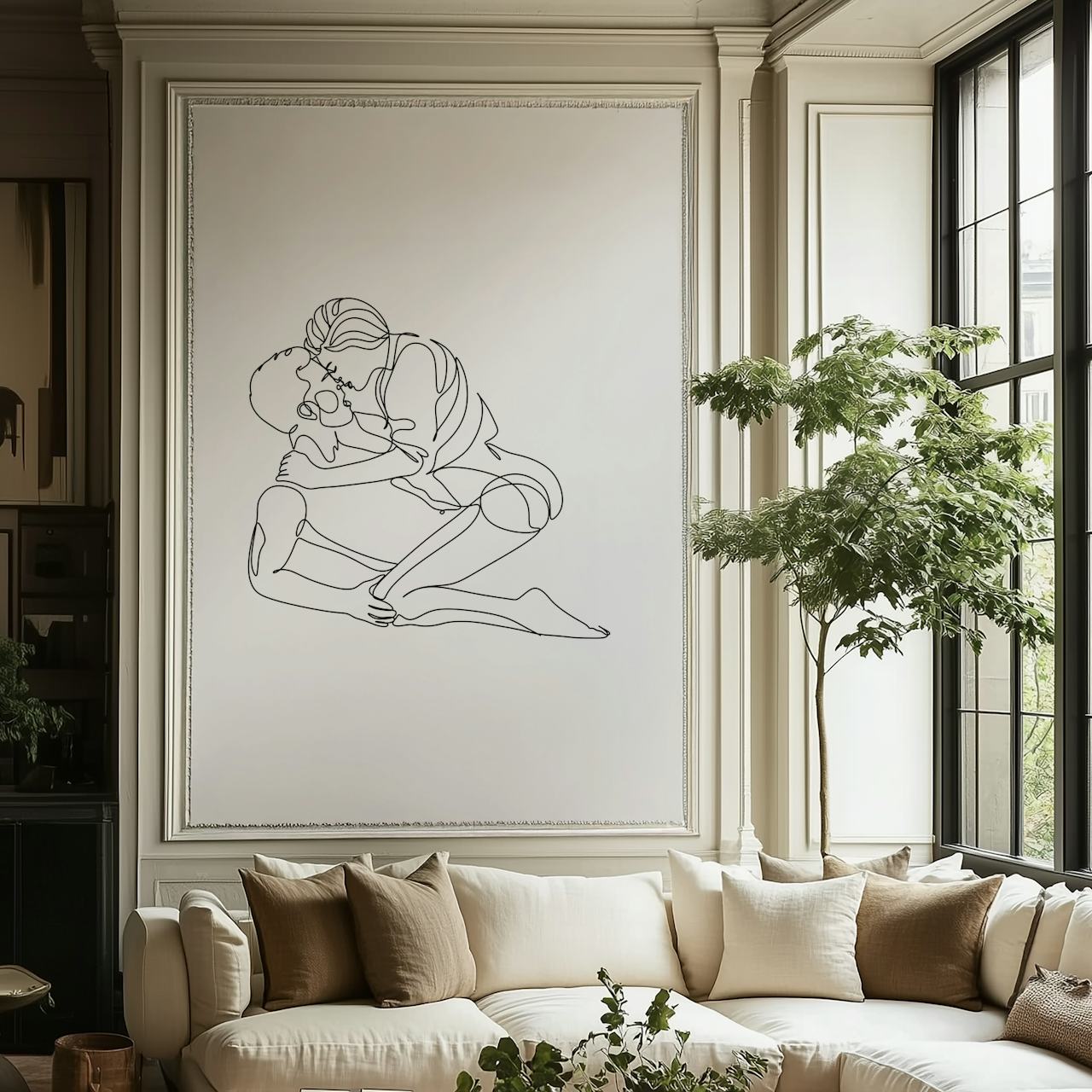 Minimalistyczna fototapeta przedstawiająca romantyczny pocałunek